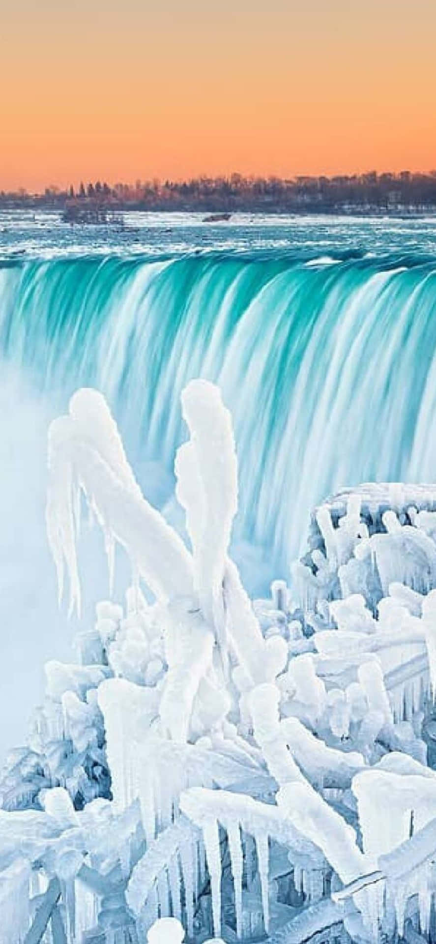 Sfondocongelato Delle Cascate Del Niagara Per Iphone X.
