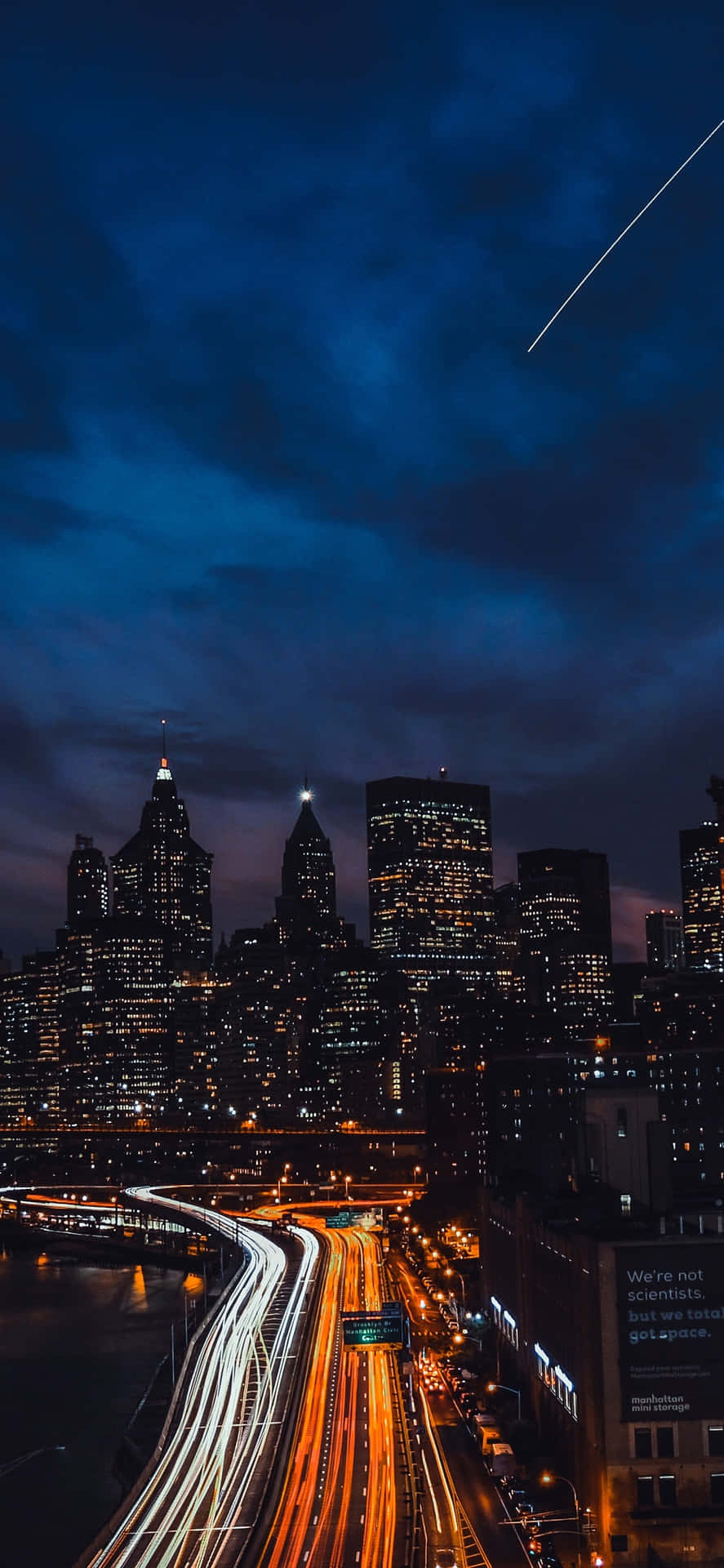 Iphonex Bakgrundsbild Av Nattlig New York Skyline Med Skyskrapor.