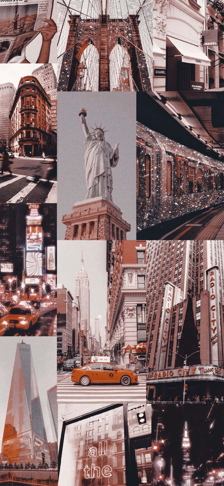 Sfondoiphone X Collage Estetico Di New York City