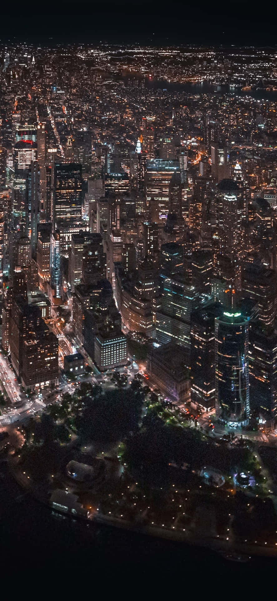 Sfondoper Iphone X Con Panorama Notturno Della Città Di New York
