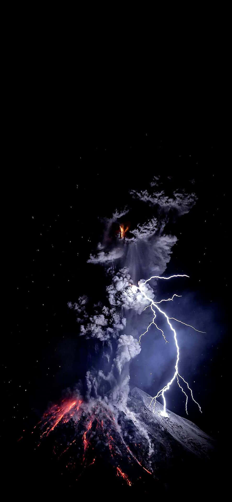 Iphone X Oled Lightning Volcano Eruption Background