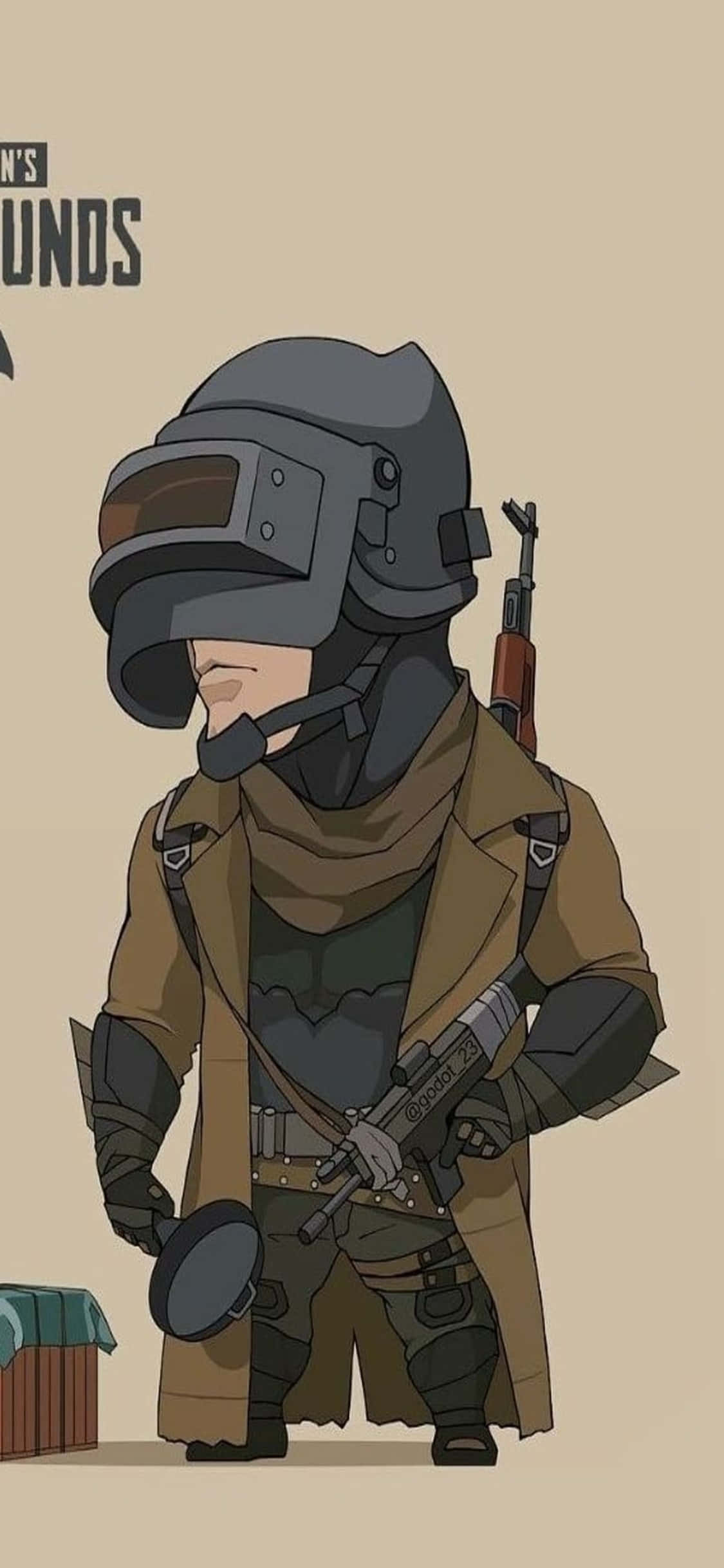 A Cartoon Character With A Gun And A Helmet