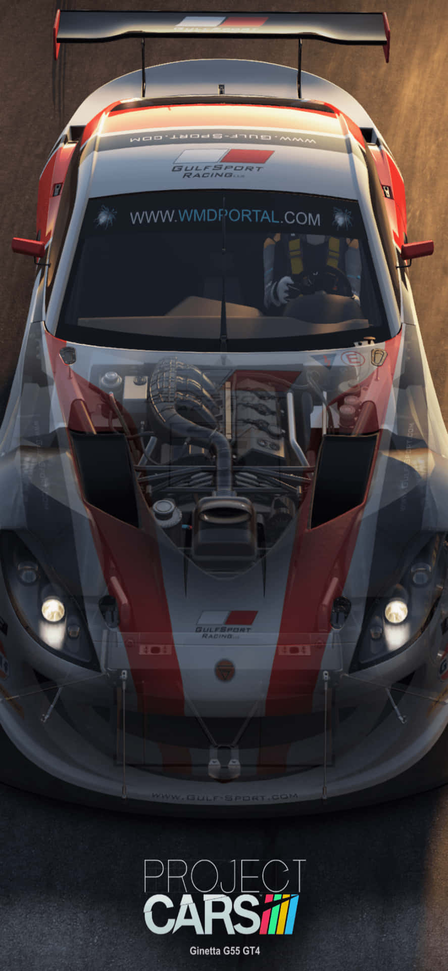 Iphonex Bakgrundsbild Med Grått Project Cars Motiv Med Röda Ränder Och Aston Martin V8.