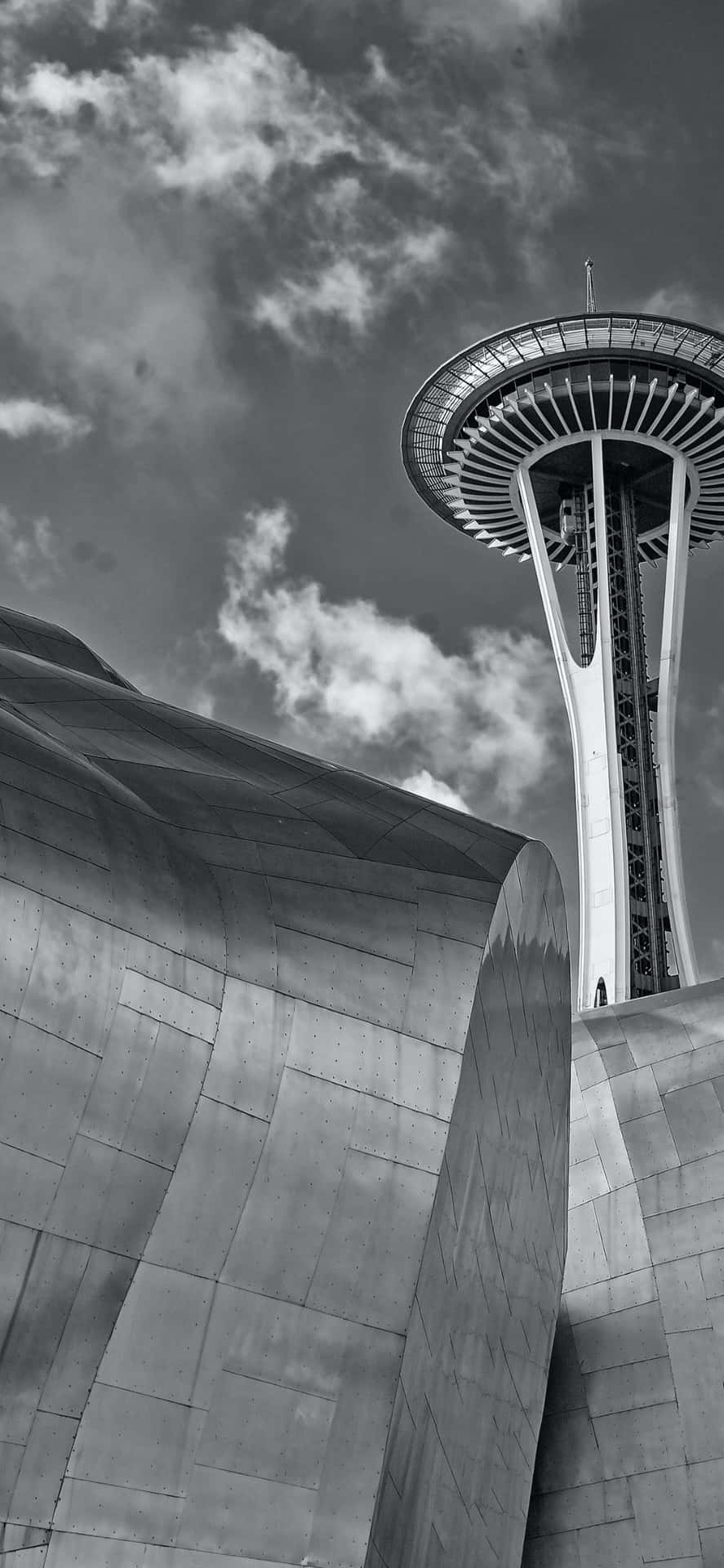 Njutav Den Fantastiska Seattle-siluetten Och Den Ikoniska Space Needle Genom Den Enastående Skärmen På Iphone X.