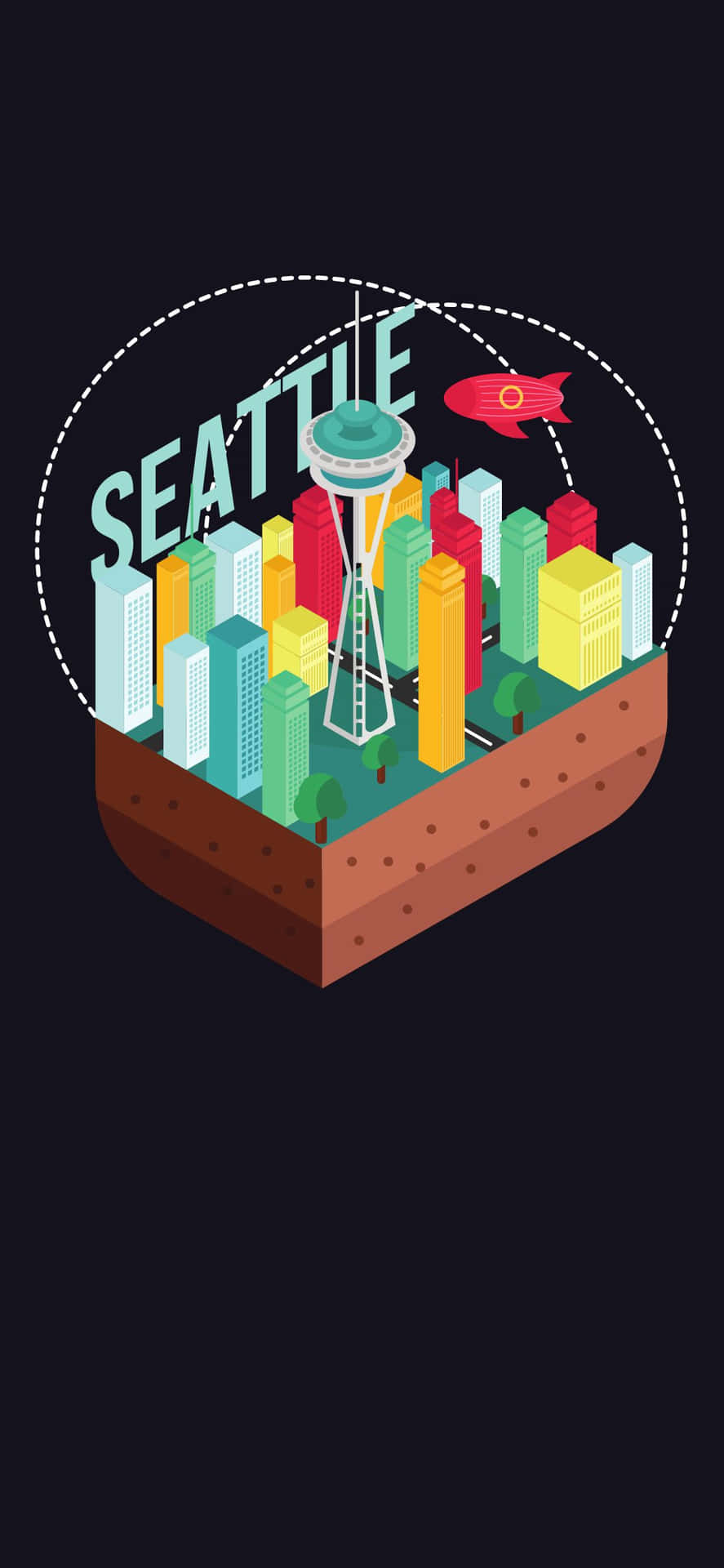 Envacker Utsikt Över Seattles Skyline Som Sedd Genom Linsen På En Iphone X.