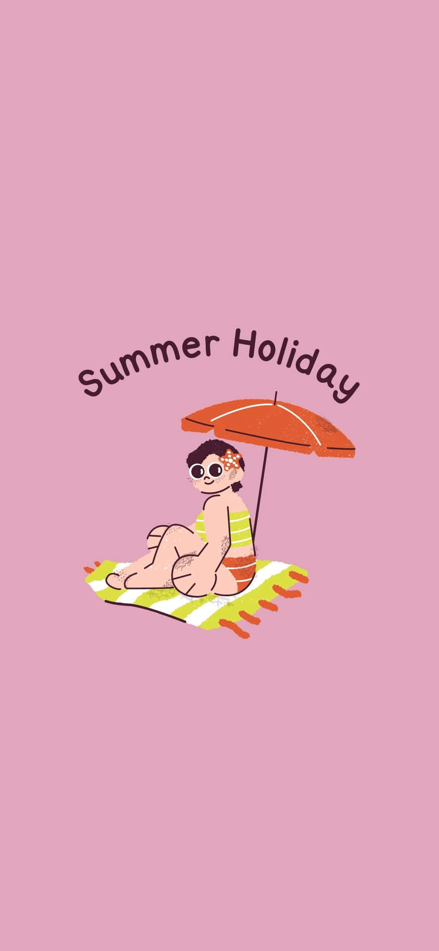 Sunbathing Girl Illustration iPhone X Summer Background