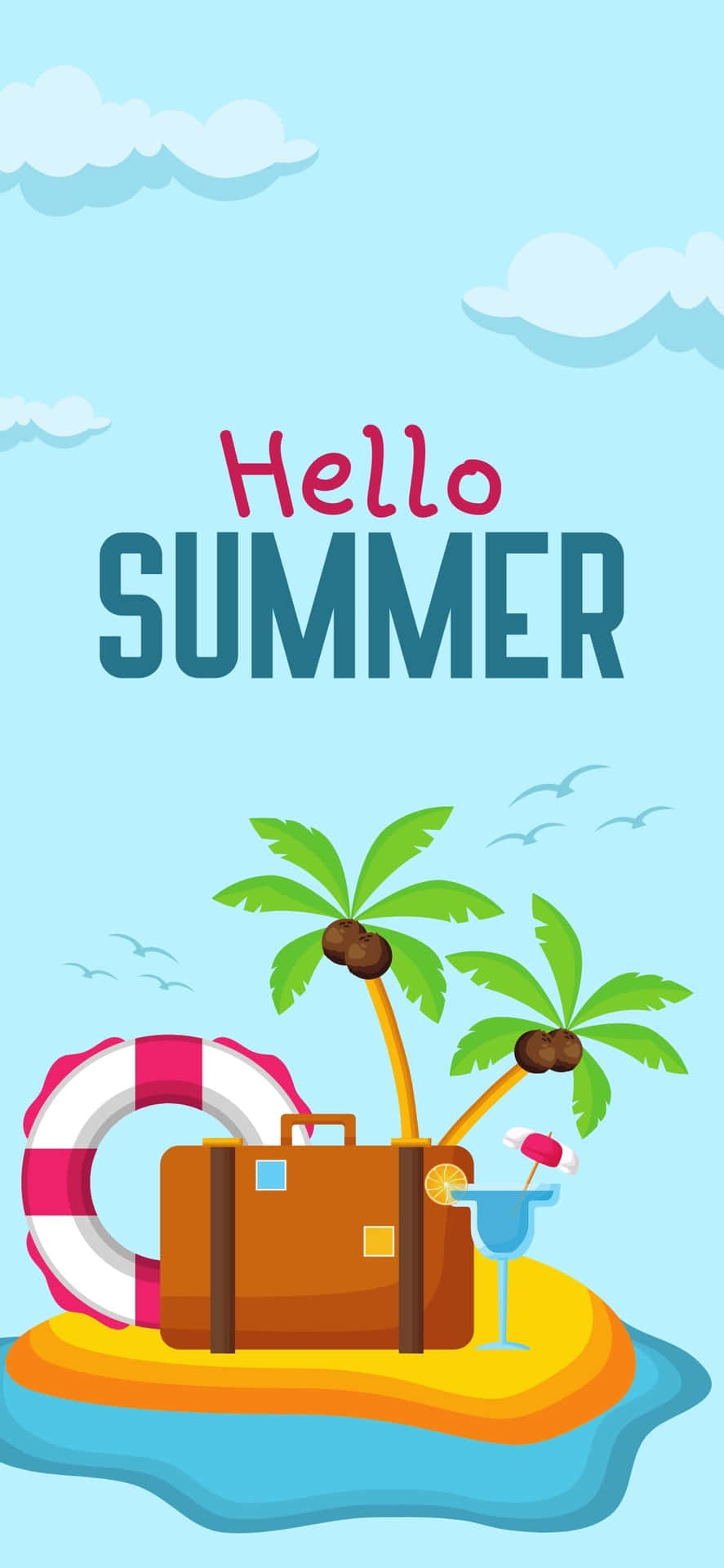 Floating Island Illustration Iphone X Summer Background