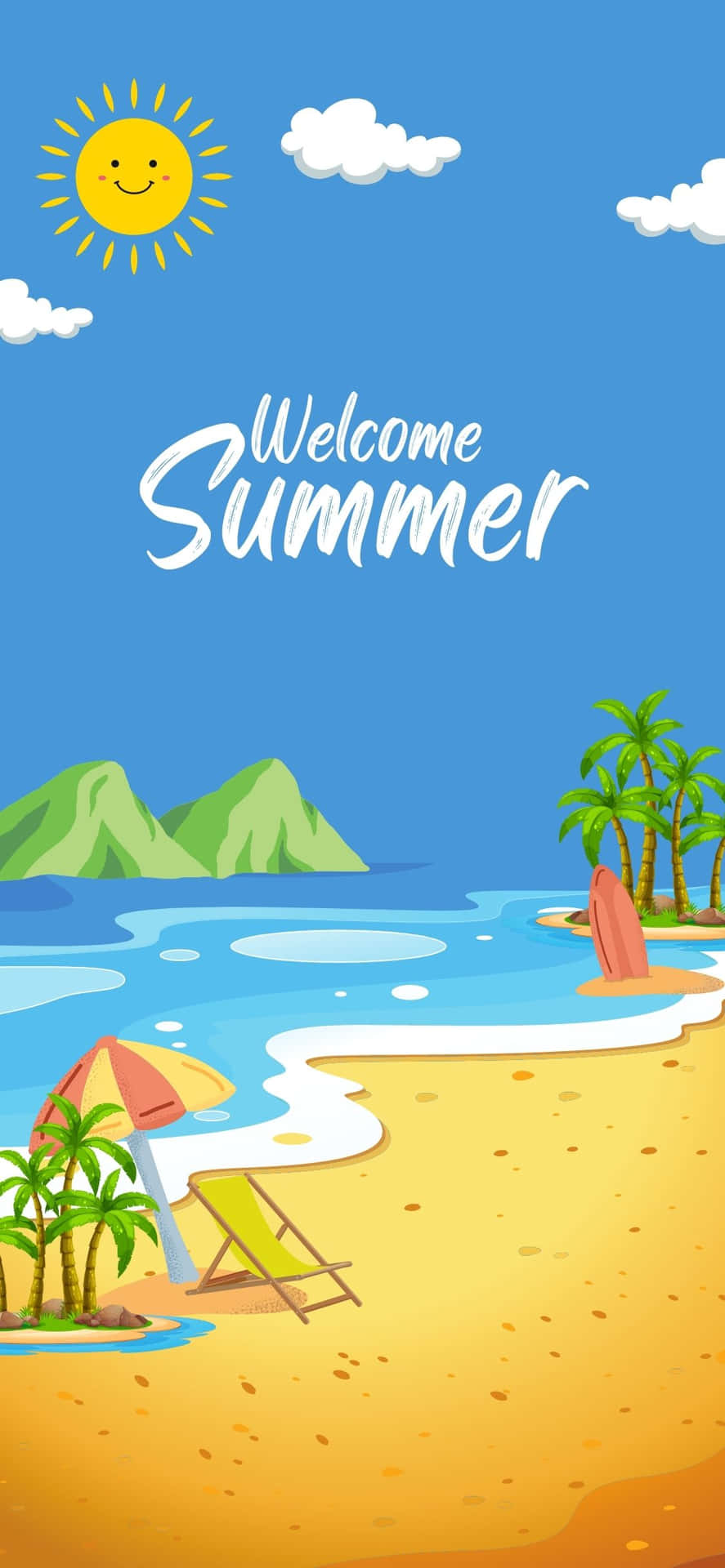 Tropical Beach Scene Illustration iPhone X Summer Background