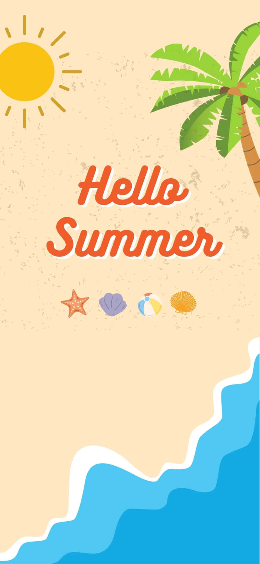 Beach Top View Illustration iPhone X Summer Background