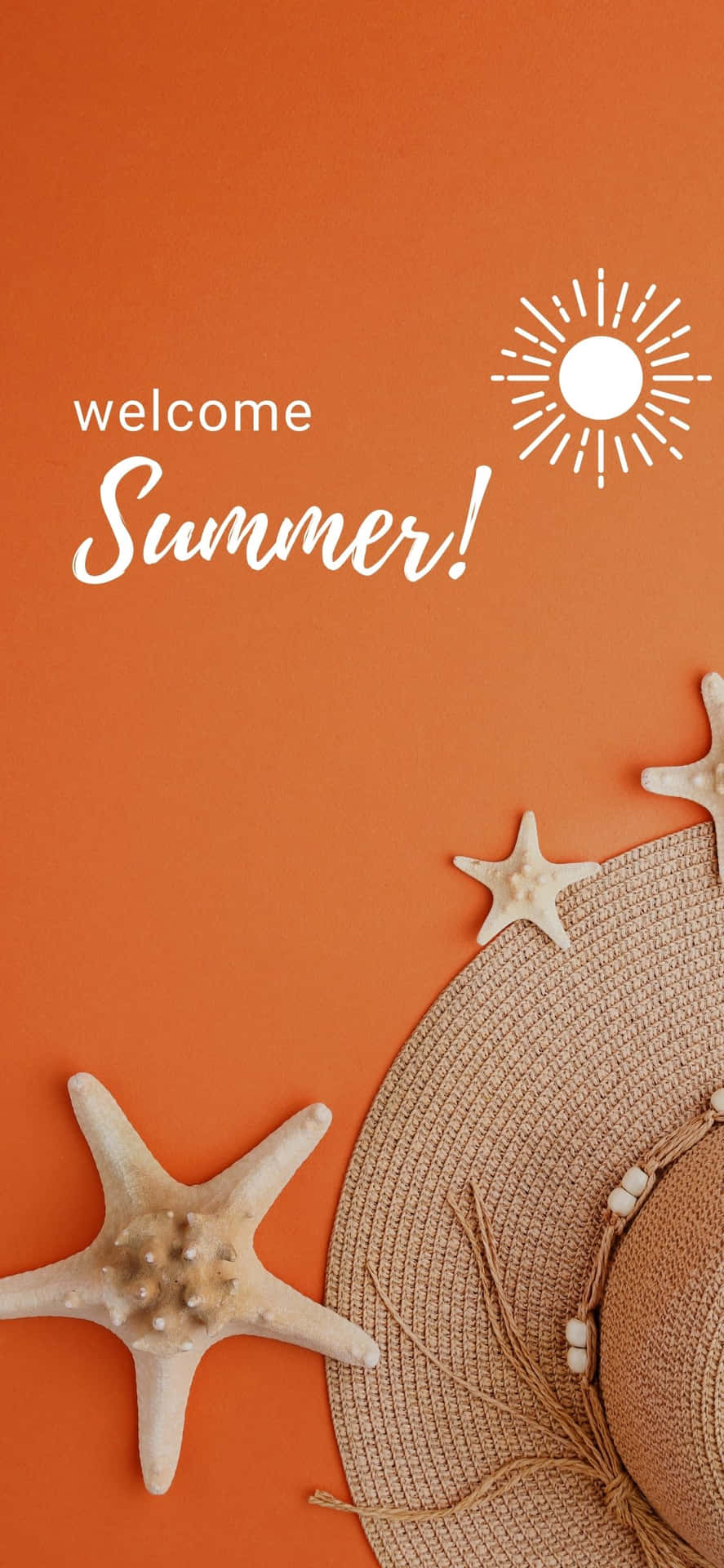 Sun Hat On Orange Table iPhone X Summer Background