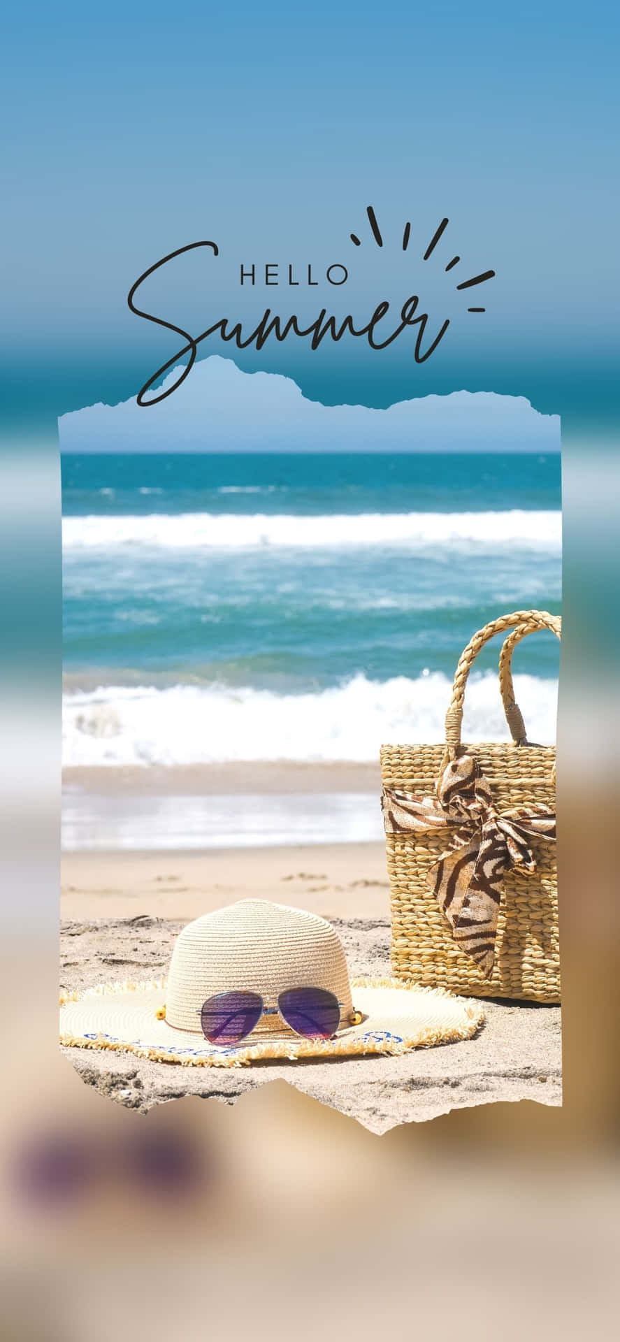 Beach Bag And Hat iPhone X Summer Background