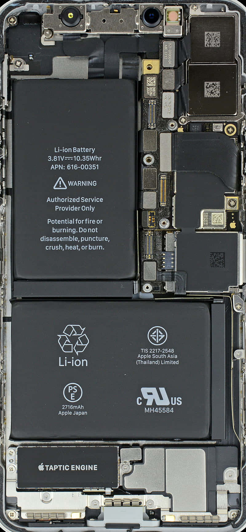 Iphone Xr Black And Silver Battery Board Background