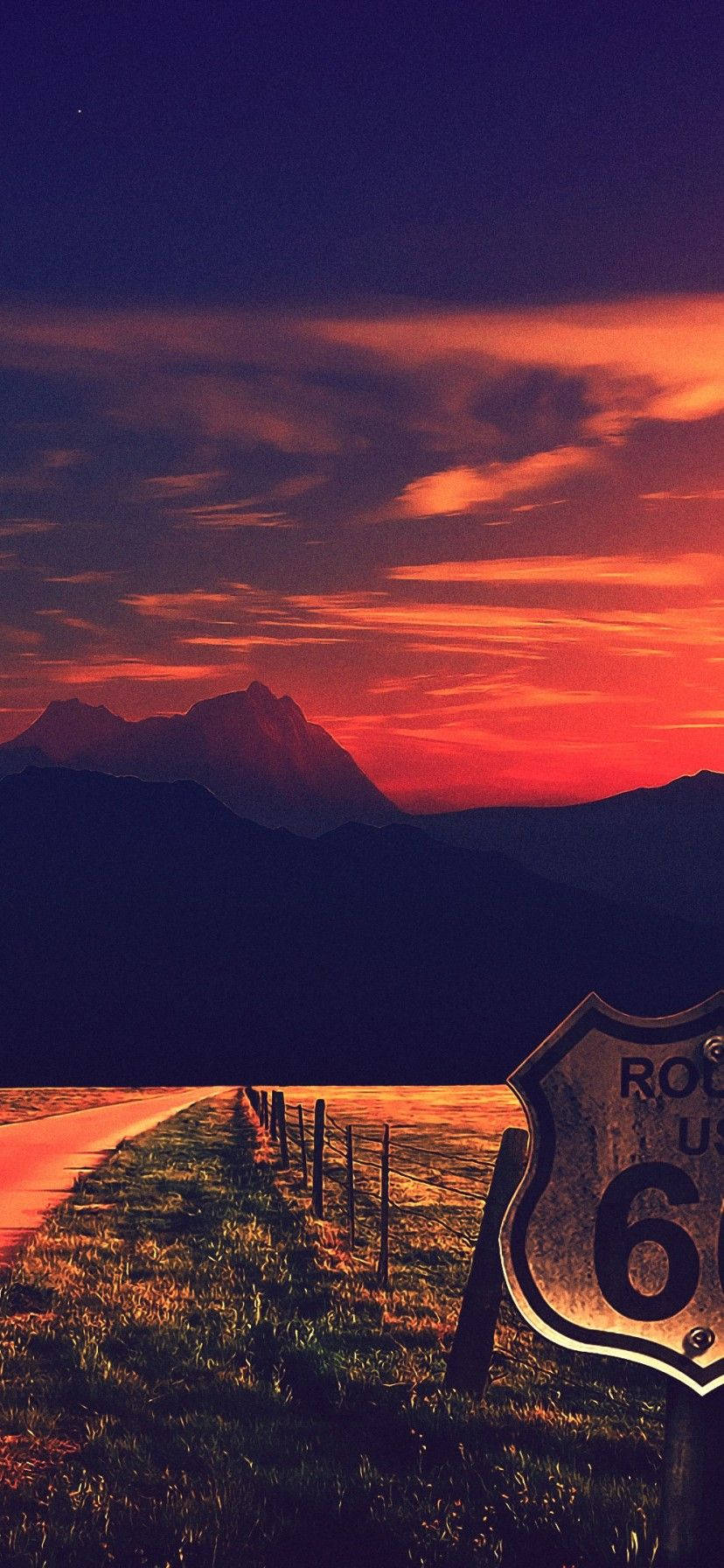 Enjoy Every Moment of the Beautiful Route 66 Sunset With Your iPhone XR Wallpaper