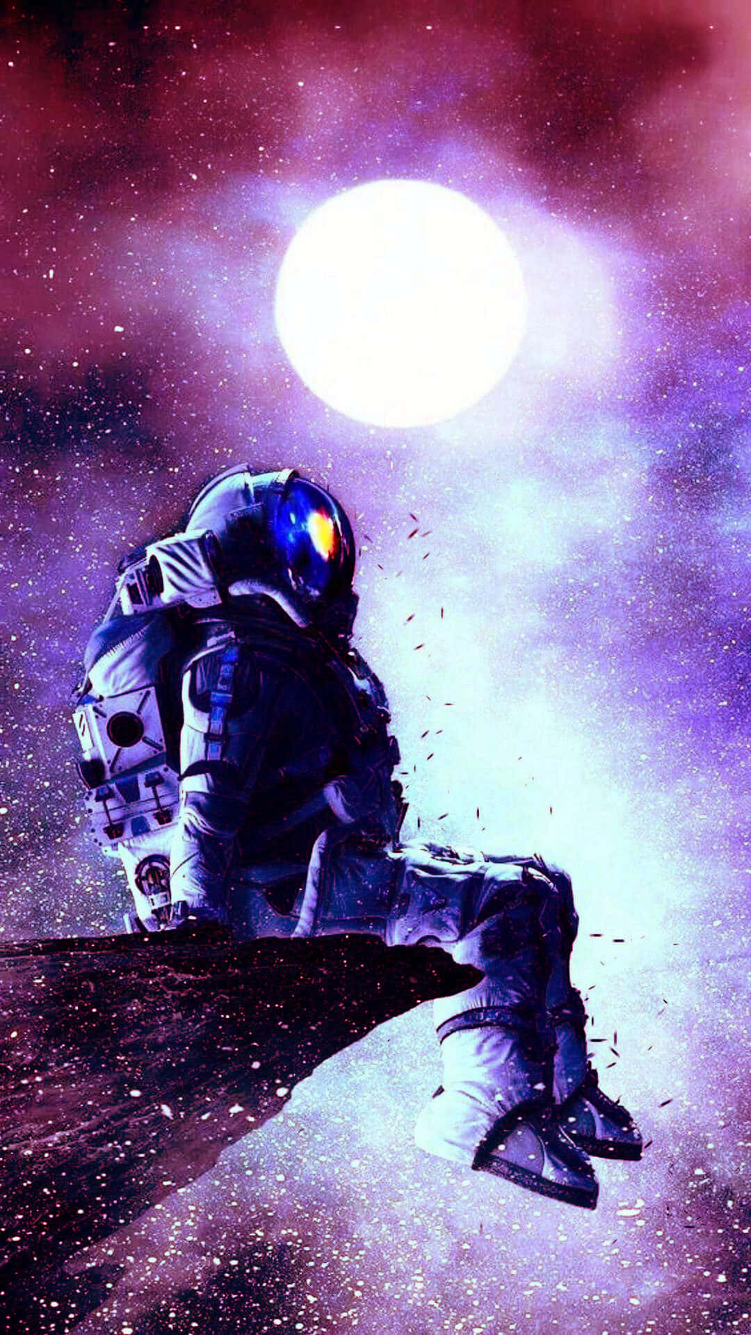 Iphone Xr Space Astronaut Sitting On Cliff Wallpaper