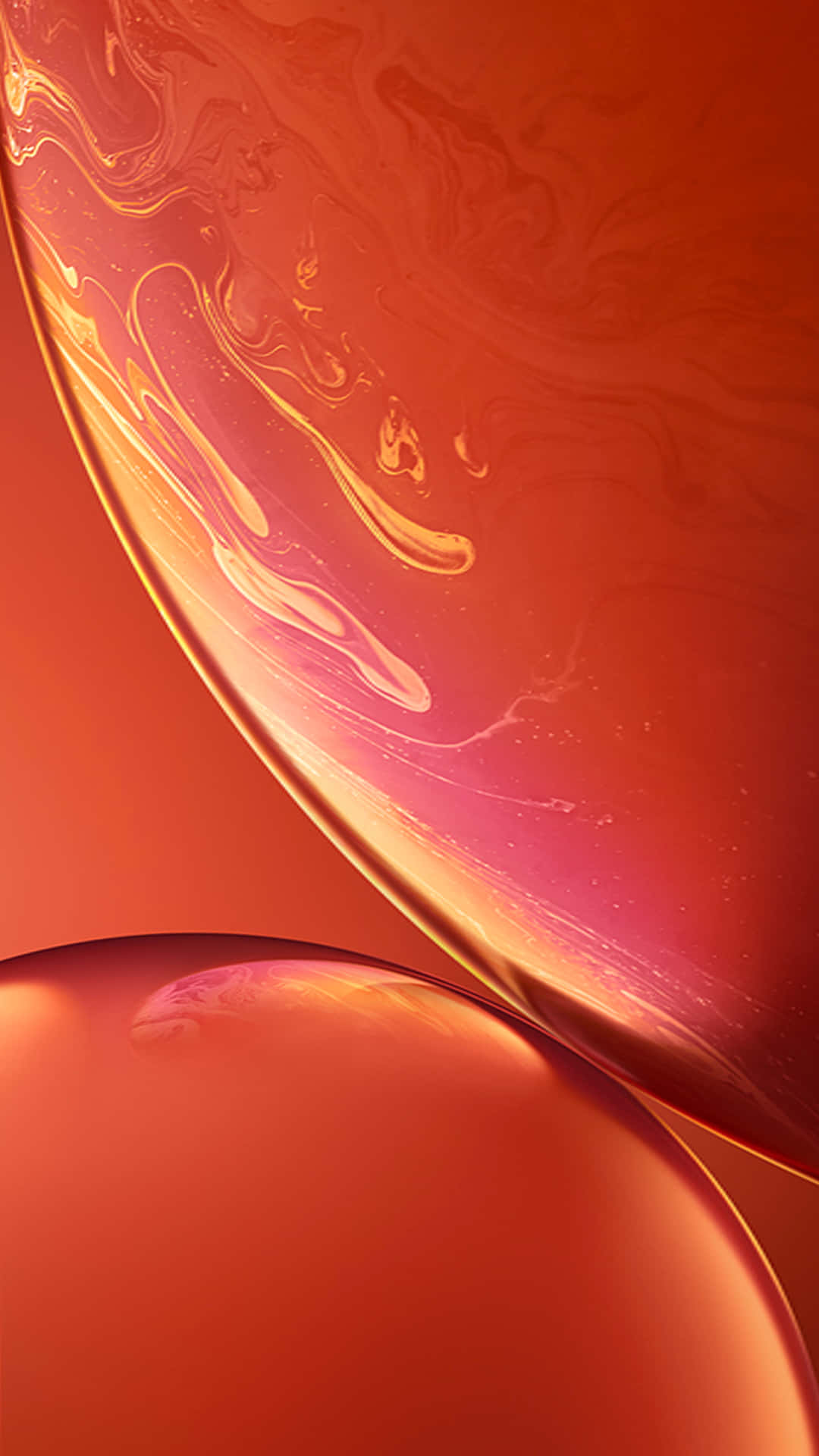 Iphone Xr Stock Coral Red Bubbles Wallpaper