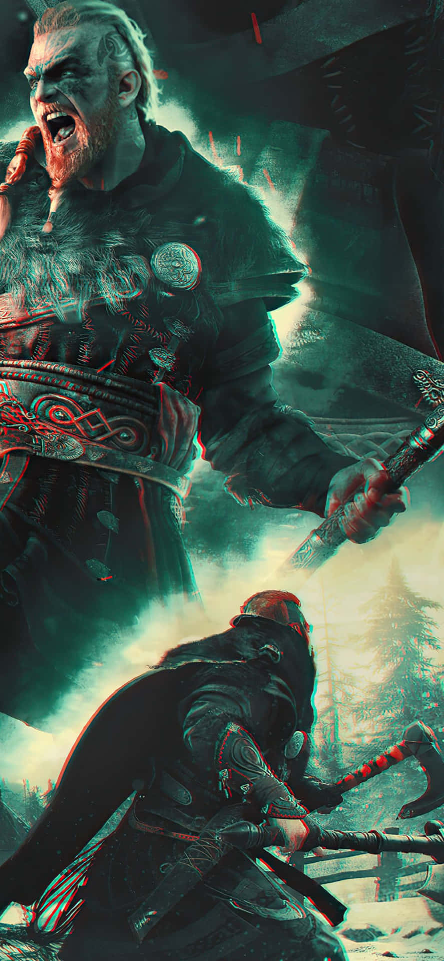 Sfondoiphone Xs Di Assassin's Creed Valhalla Con Eivor Che Va In Una Furia Omicida