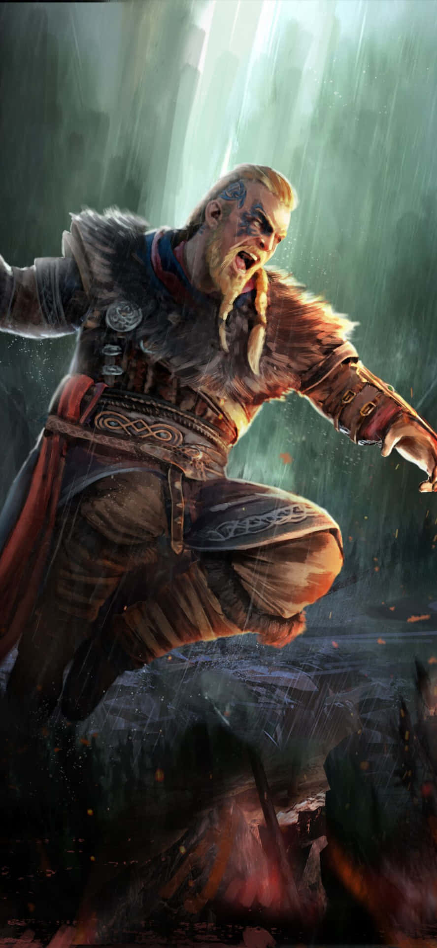 Iphone Xs Assassin's Creed Valhalla Eivor Jumping Attack Background