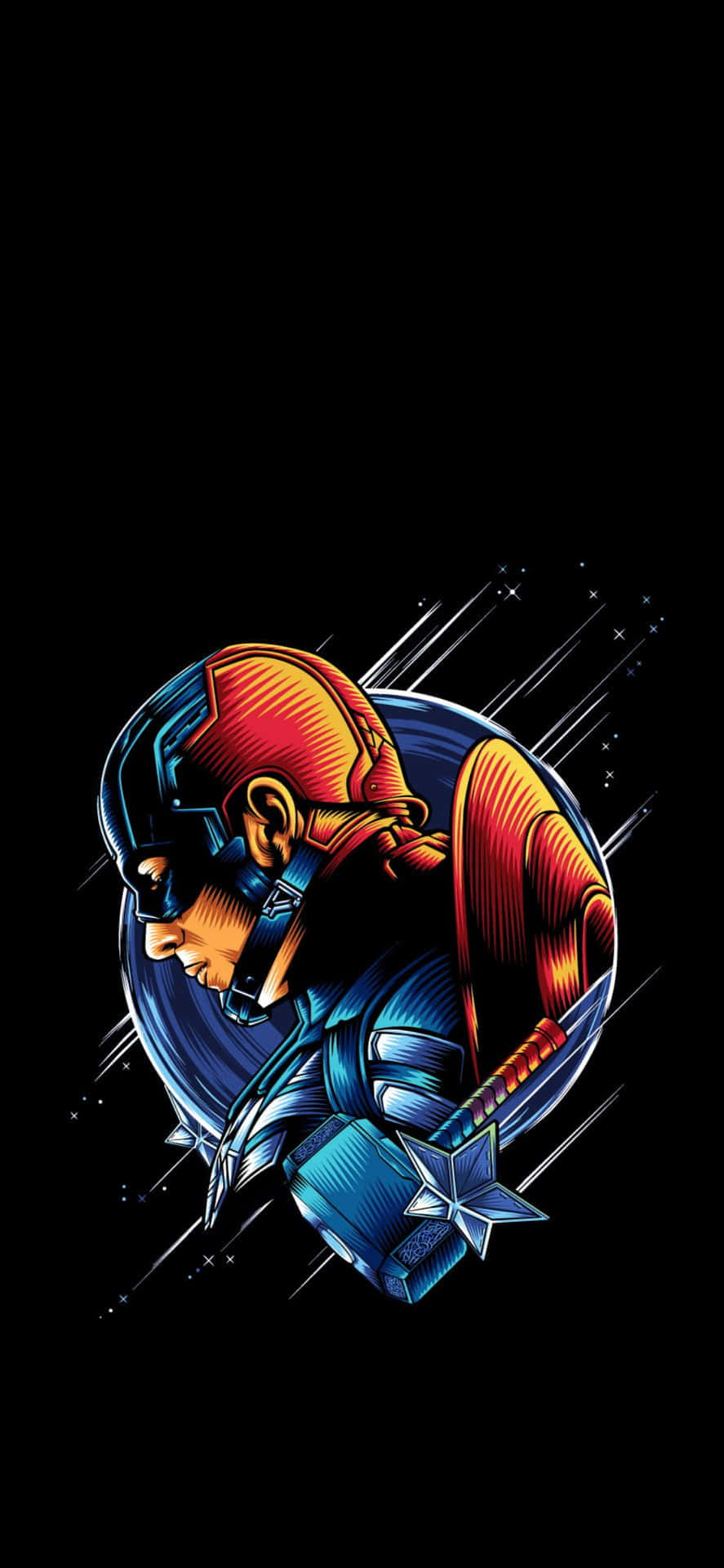 Fondode Pantalla De Captain America De Los Avengers En Arte Digital Para Iphone Xs.