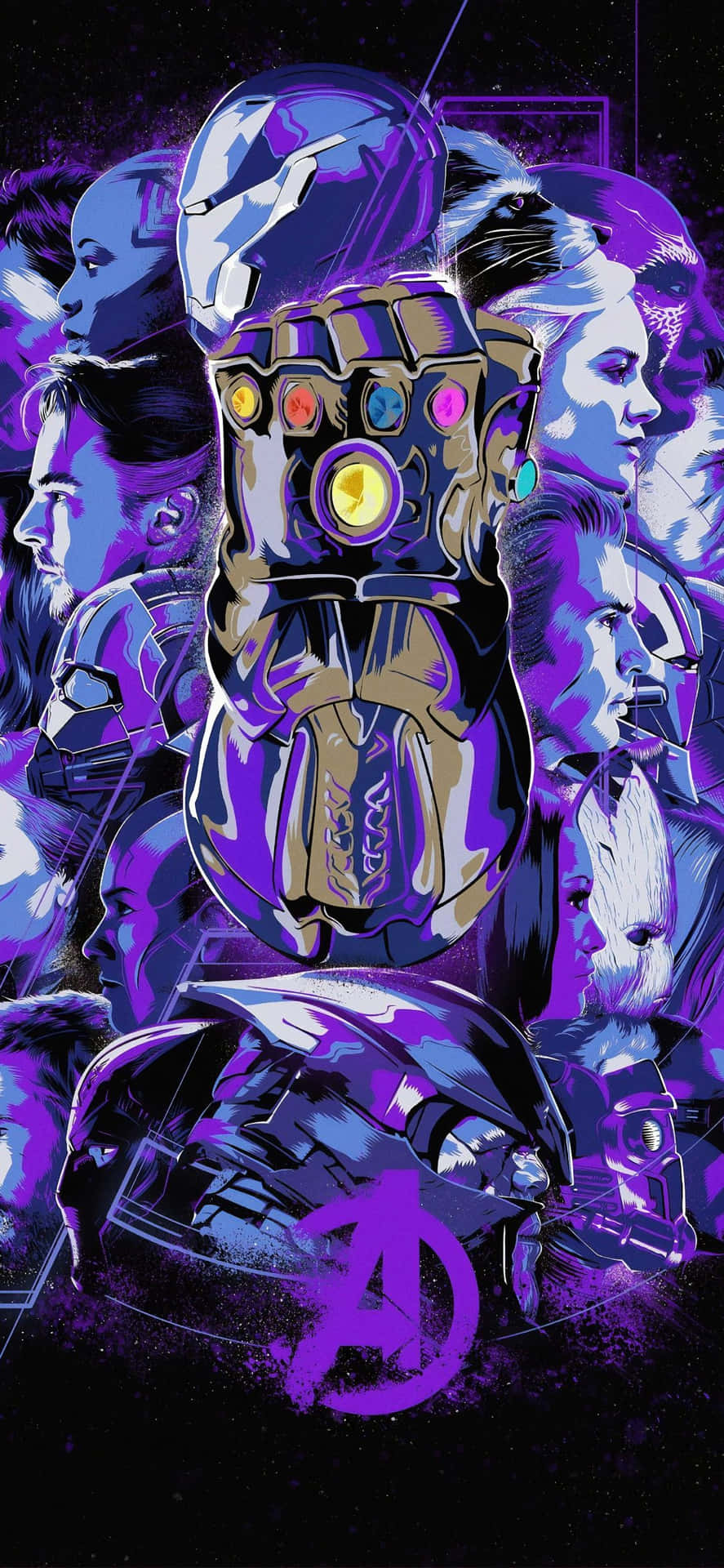 Sfondoiphone Xs Avengers Con L'artwork Dei Fan Di Thanos E Il Guanto Dell'infinito.