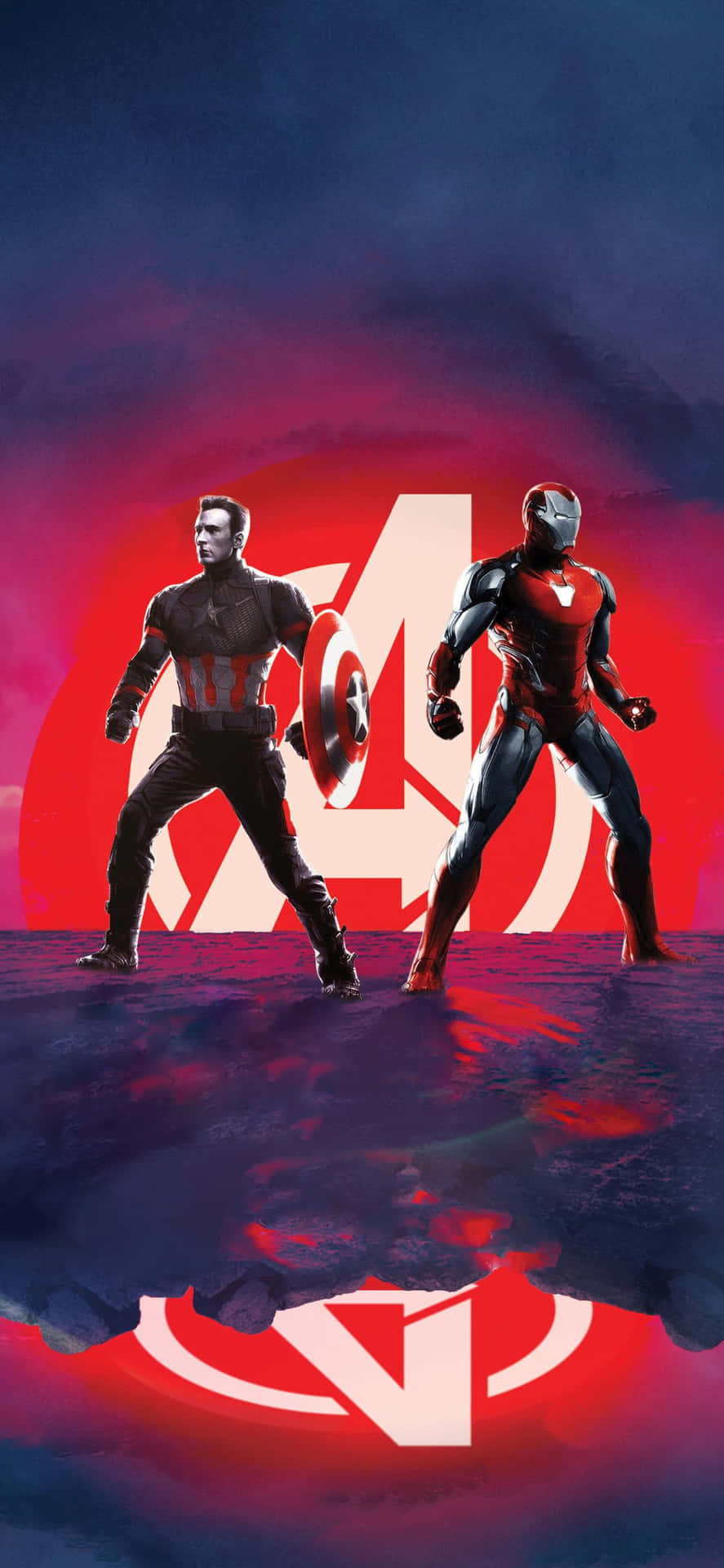 Iphonexs Avengers Bakgrundsbild Med Iron Man Och Captain America.