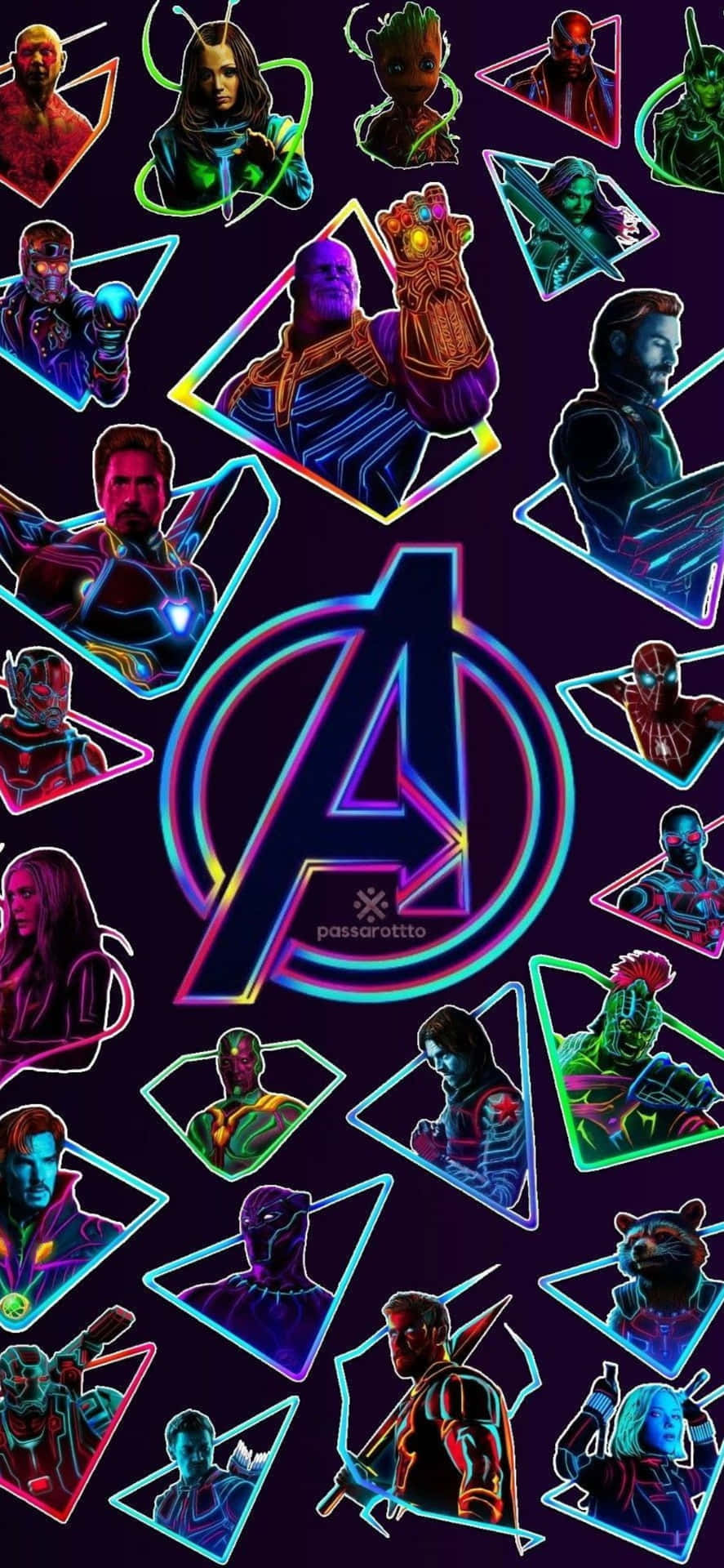 iPhone XS Avengers baggrund Neon Art wallpaper