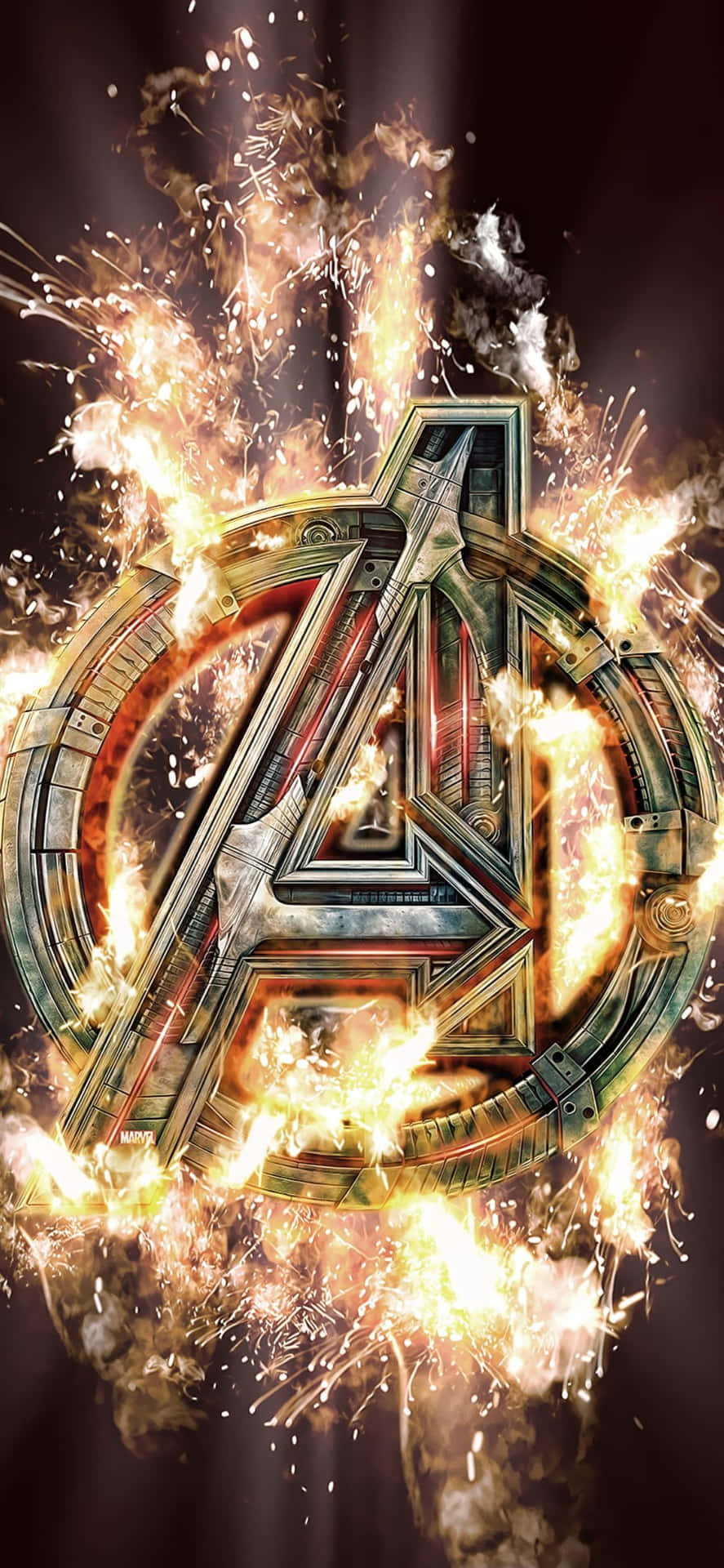 Sfondoper Iphone Xs Con Design Del Logo In Metallo Degli Avengers.