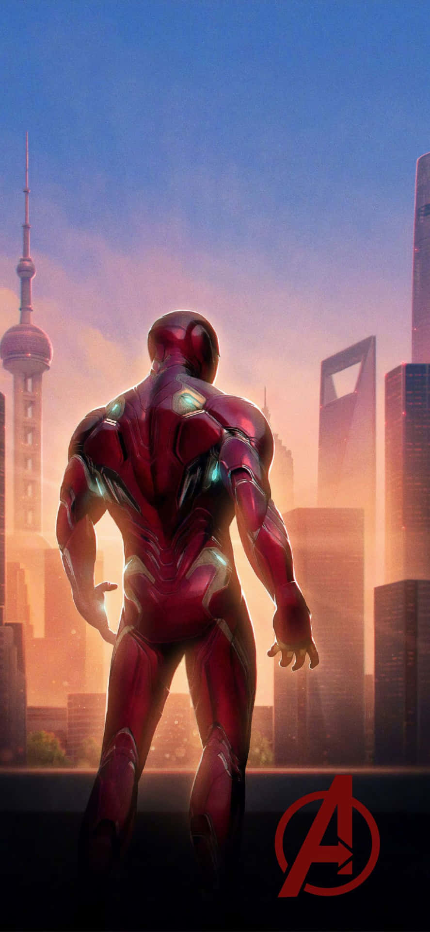 Iphonexs Bakgrundsbild Av Iron Man I Nyc Från Avengers.