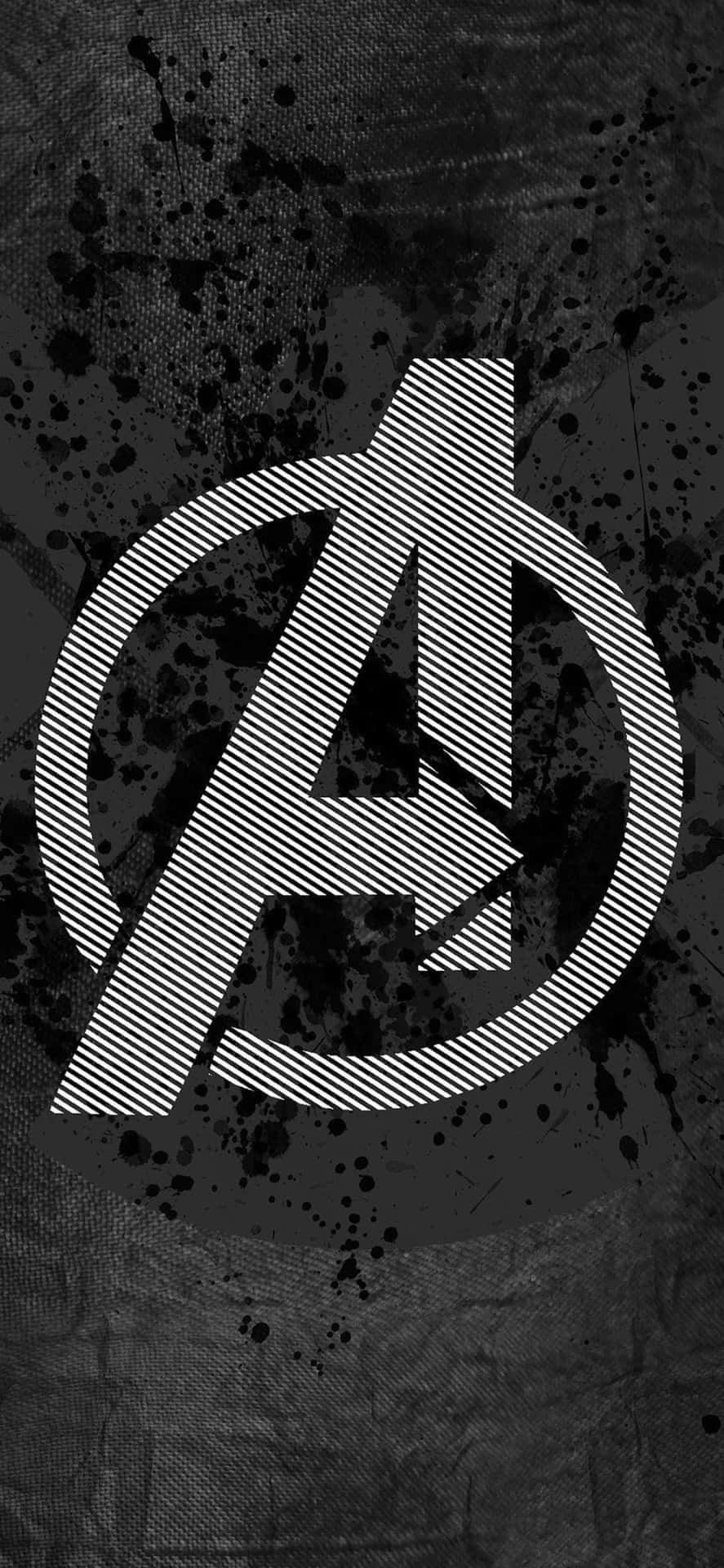 Iphonexs Texturerad Bakgrund Med Avengers Logotypen.