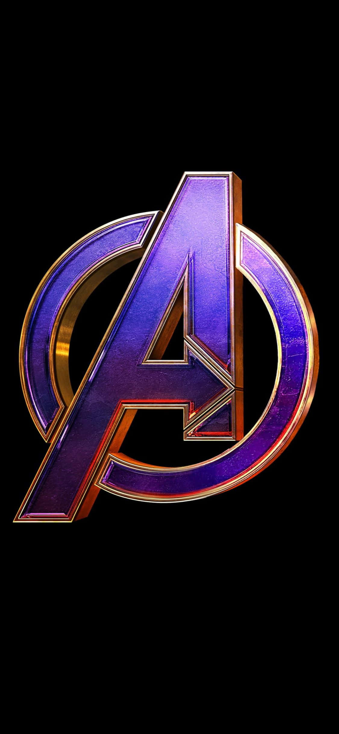 Fondode Pantalla Para Iphone Xs Con El Logo De Los Avengers En Color Morado.