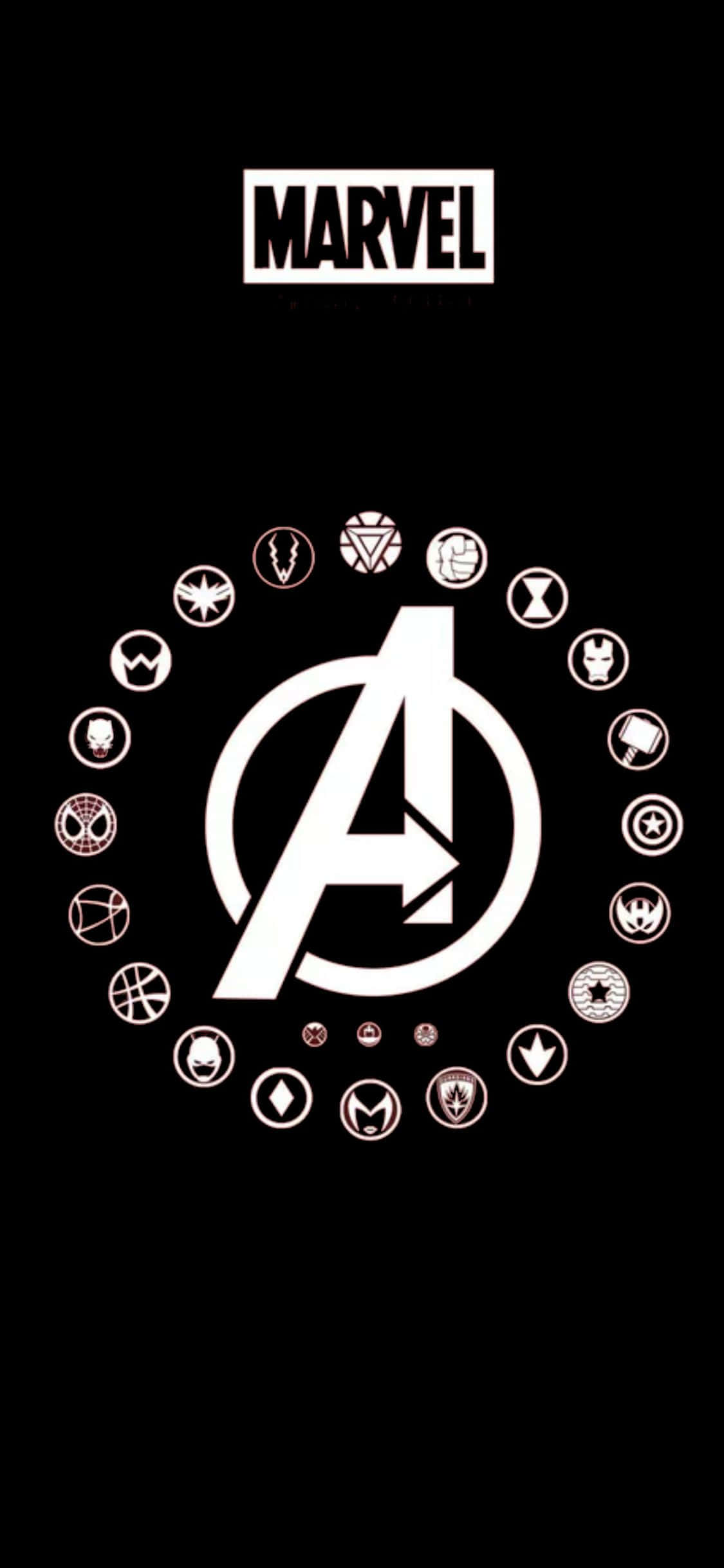 Sfondoper Iphone Xs Con Il Logo Degli Avengers E Il Simbolo Dei Supereroi.