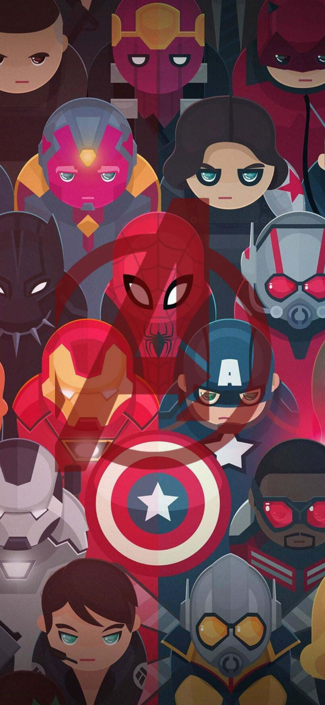 Sfondoper Iphone Xs Degli Avengers Con Adorabili Illustrazioni Dei Fan.