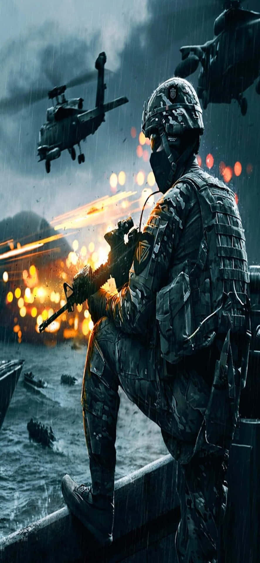 Iphonexs Battlefield 4 Regn Bakgrund