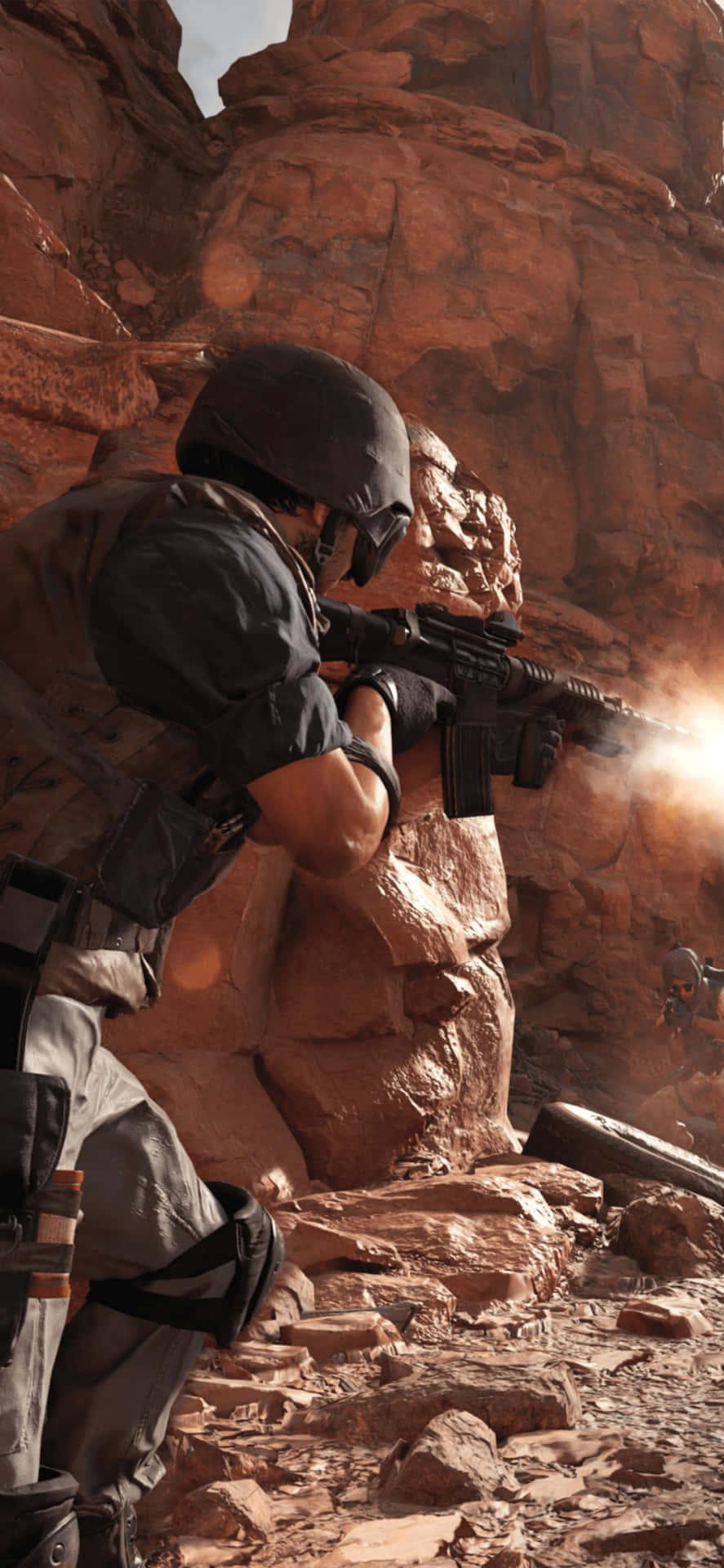 Iphonexs Bakgrundsbild Med Ökenmotiv Från Call Of Duty Black Ops Cold War.