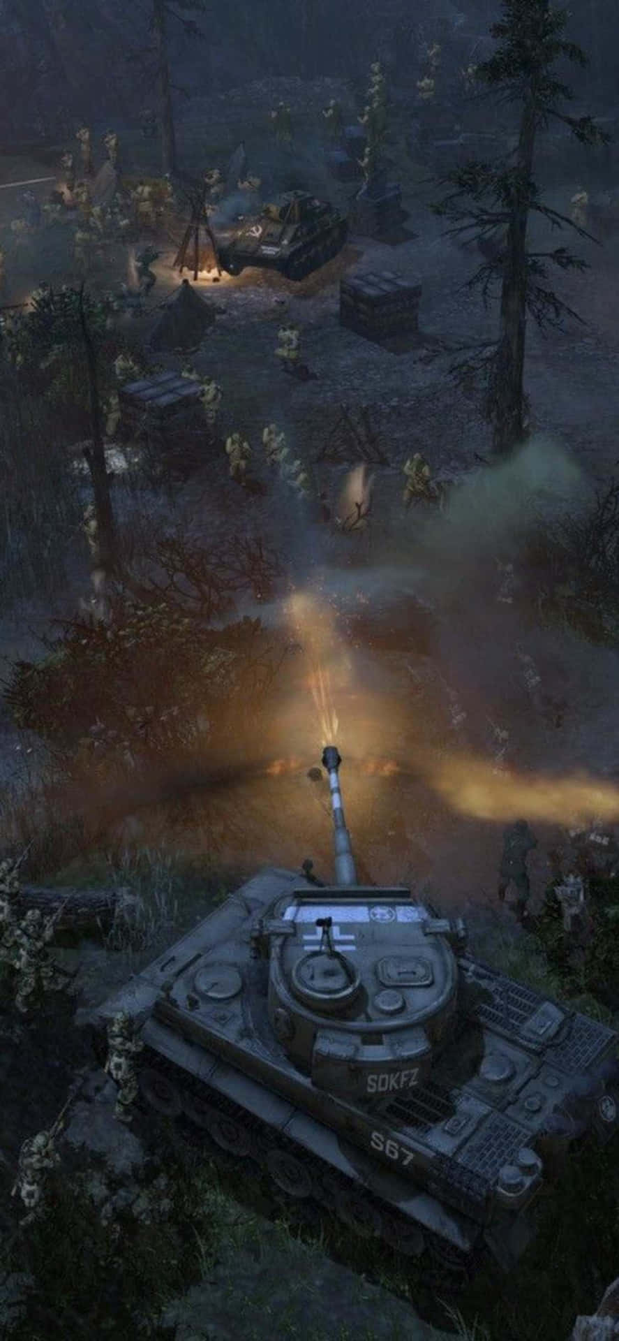 Iphonexs Bakgrundsbild Med Rörlig Stridsvagn Från Company Of Heroes 2.