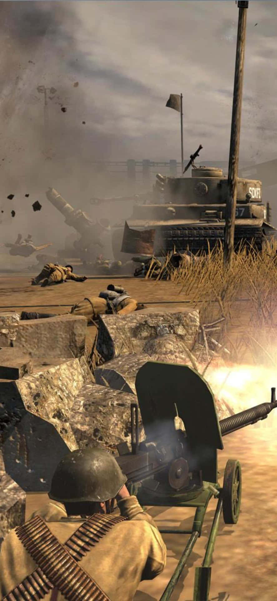 Iphonexs Bakgrund Med Company Of Heroes 2 - Armé Som Avfyrar Vapen.