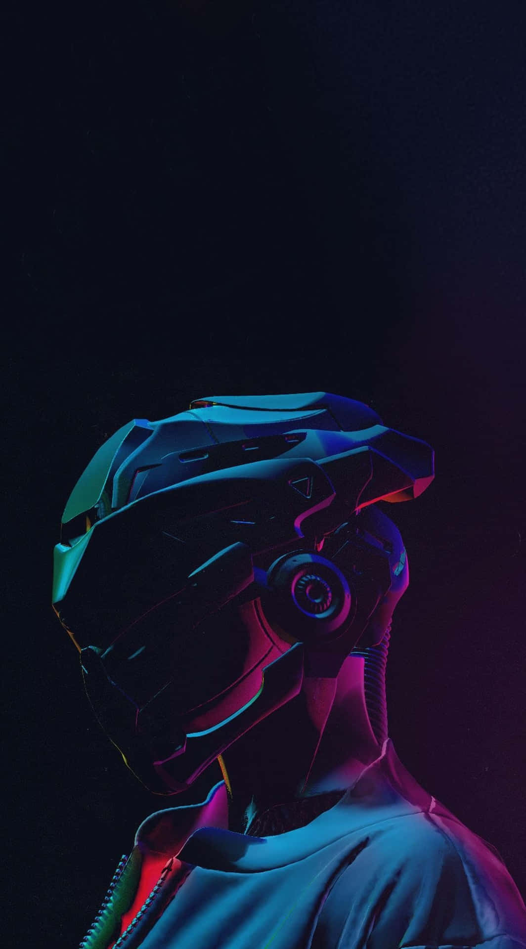 Iphonexs Cyberpunk 2077 Neon Robot Bakgrundsbild
