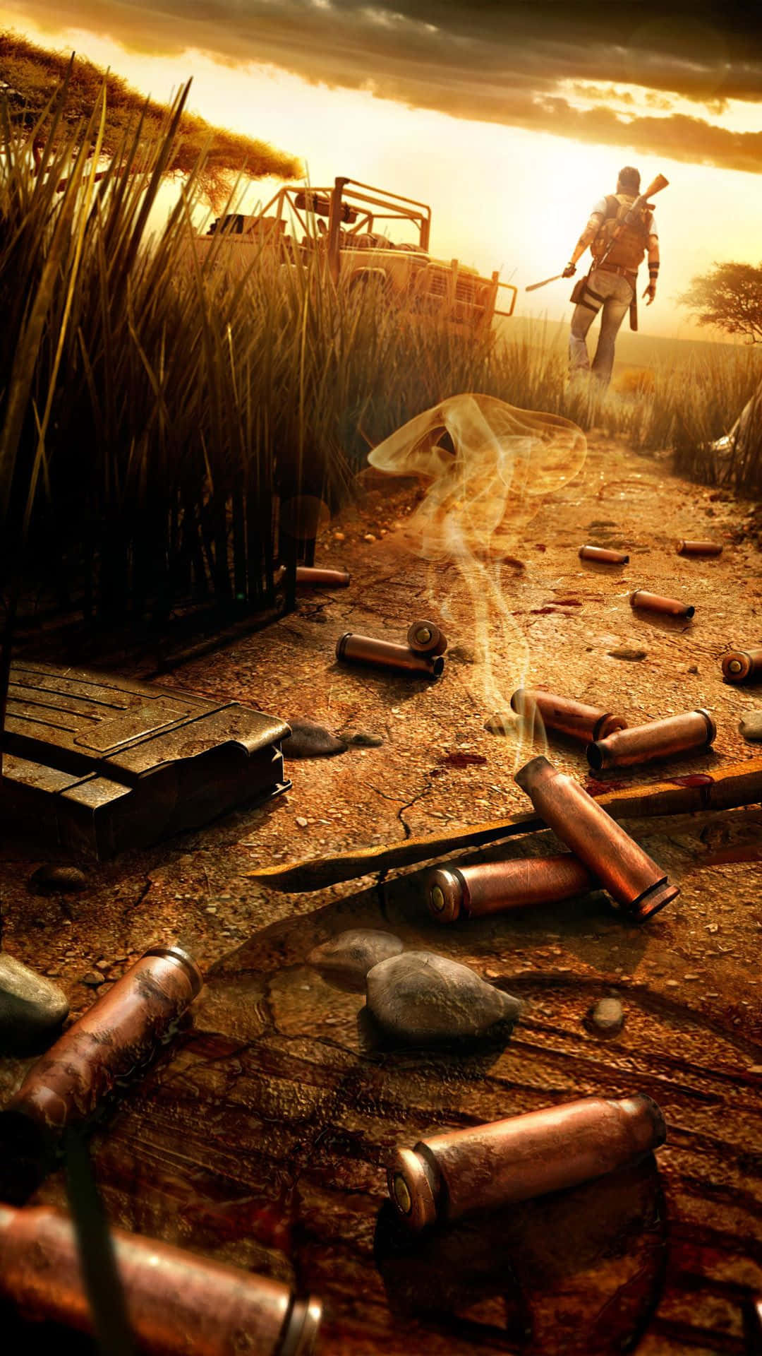 Njutav Spelet Far Cry 4 På Den Nya Iphone Xs Med En Fin Bakgrundsbild!