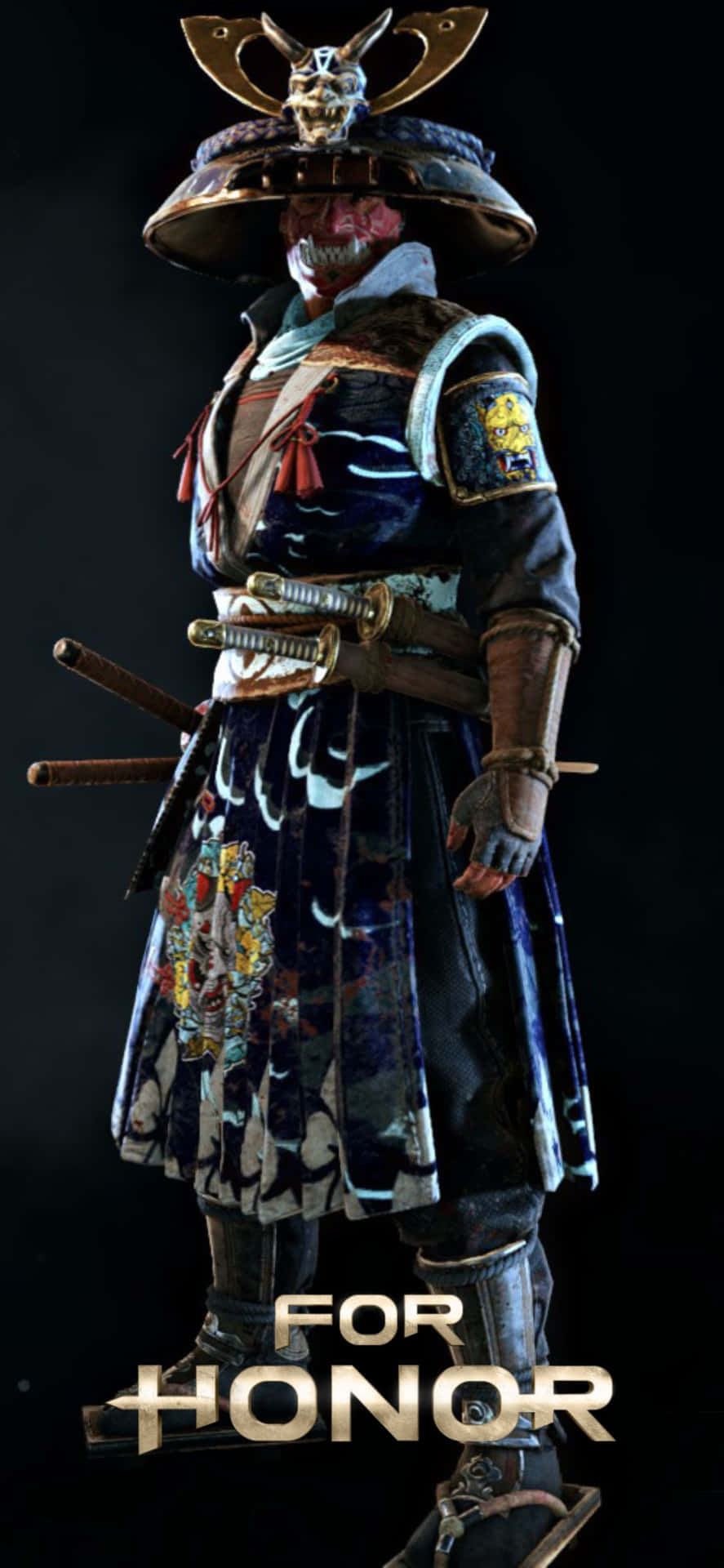 Unuomo In Un Costume Da Samurai Con Le Parole 