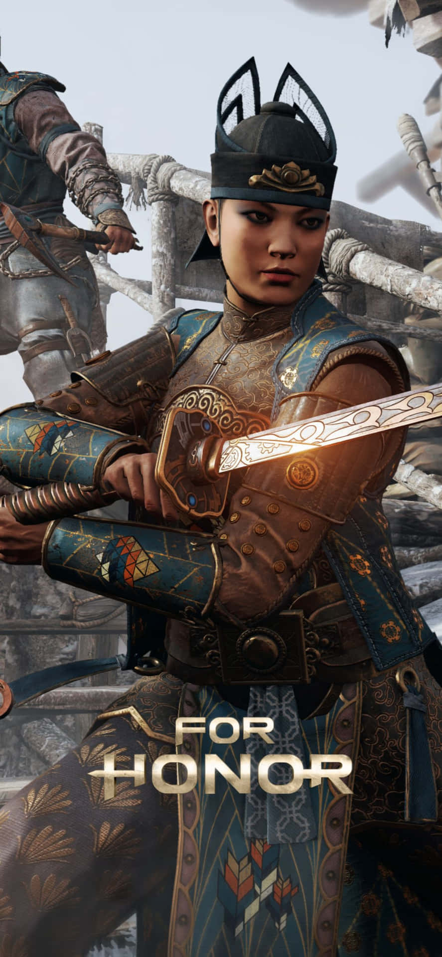 A Woman With A Sword Is Holding A Sword