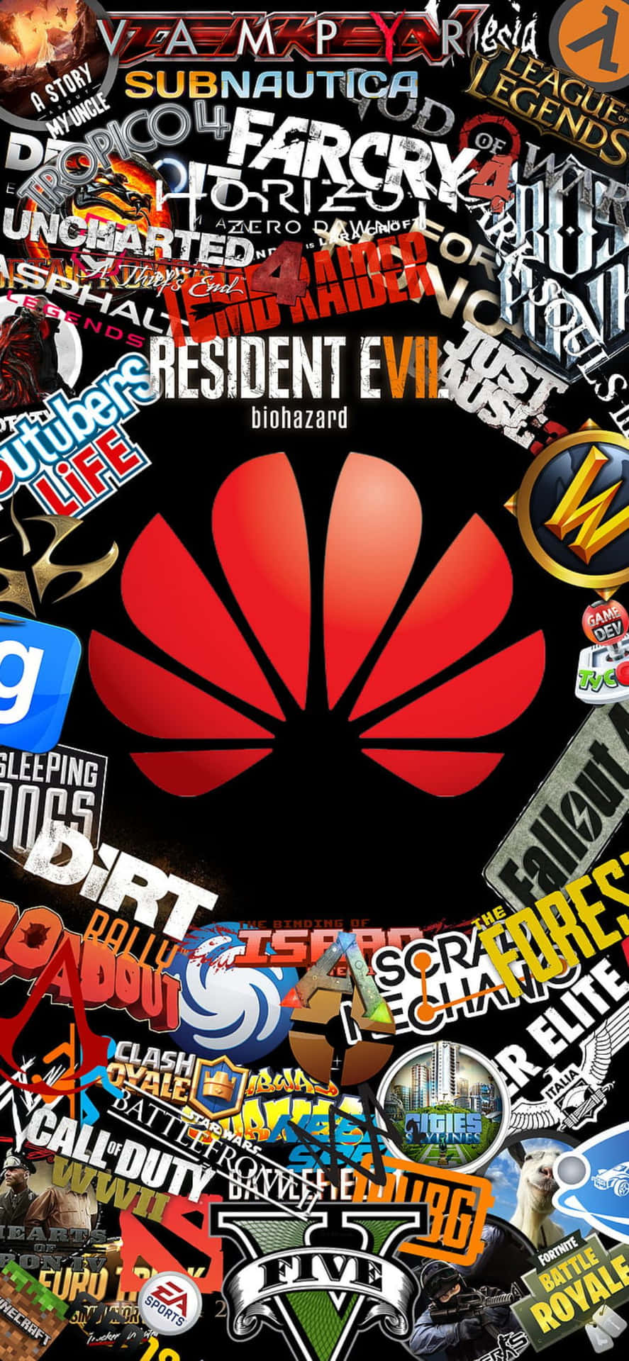 Fondode Pantalla Para Juegos De Iphone Xs Con Logo De Huawei.