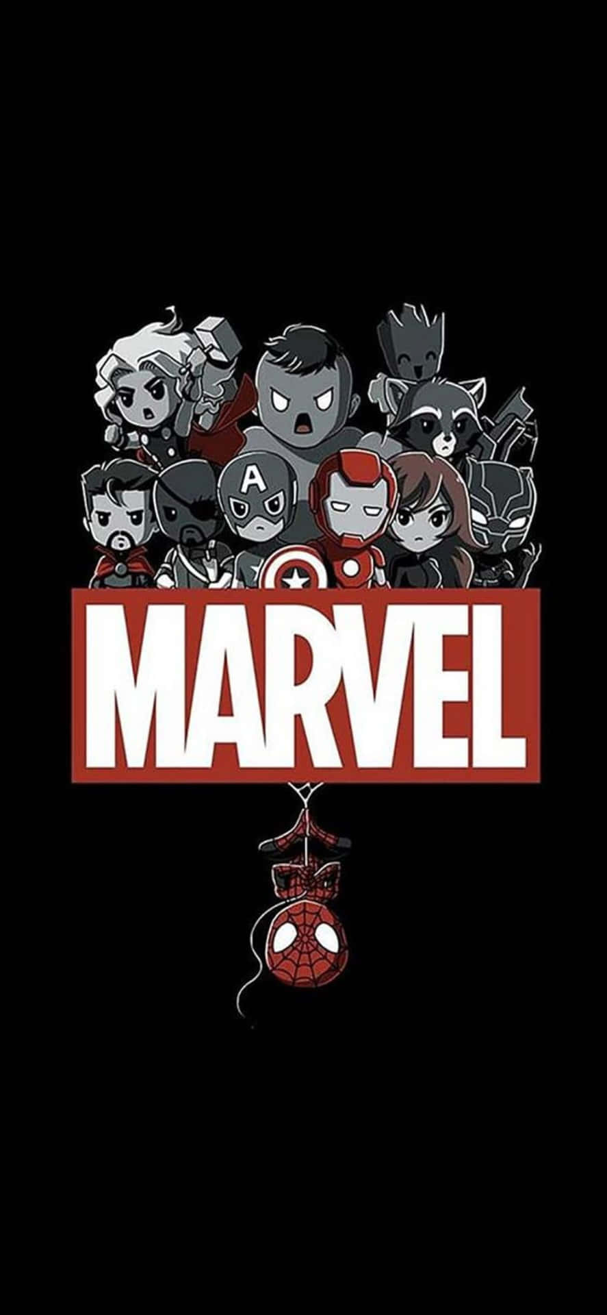 Chibi Superheroes iPhone XS Marvel Background