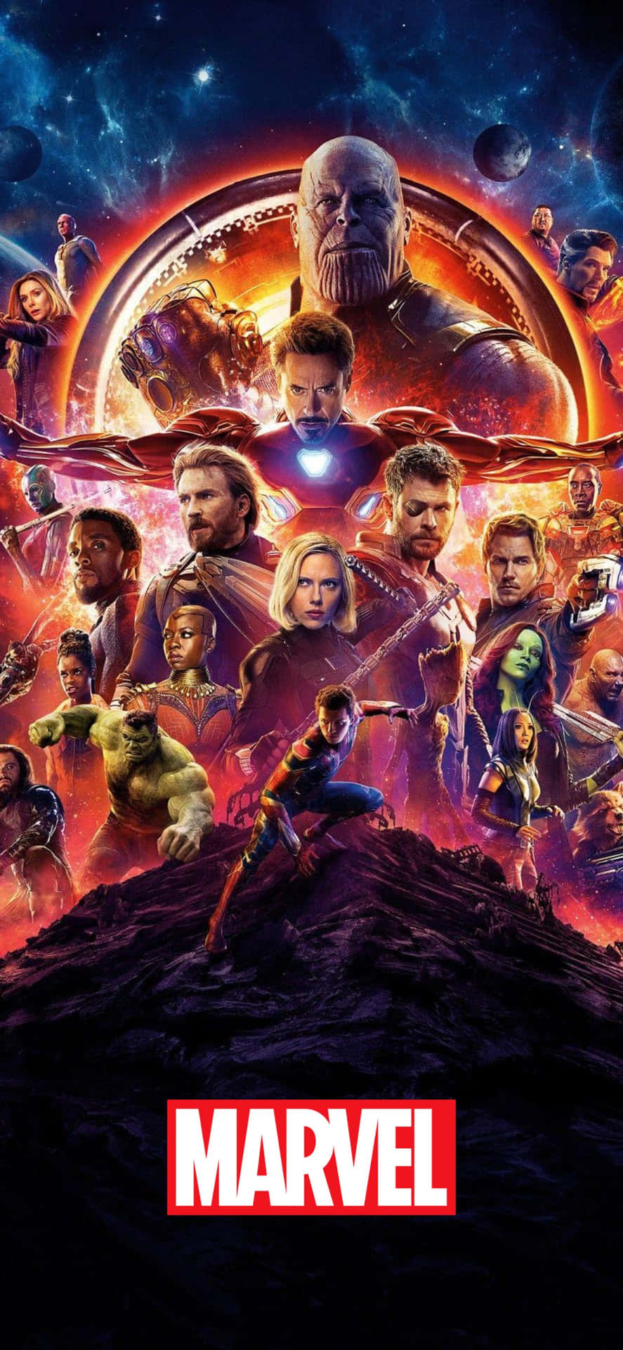 Sfondomarvel Per Iphone Xs Con Il Poster Di Avengers: Infinity War
