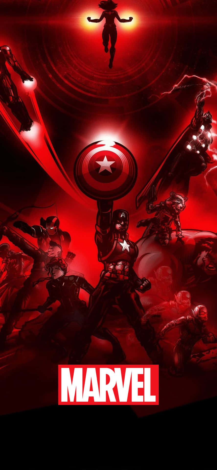 Roteästhetische Avengers Iphone Xs Marvel Hintergrund
