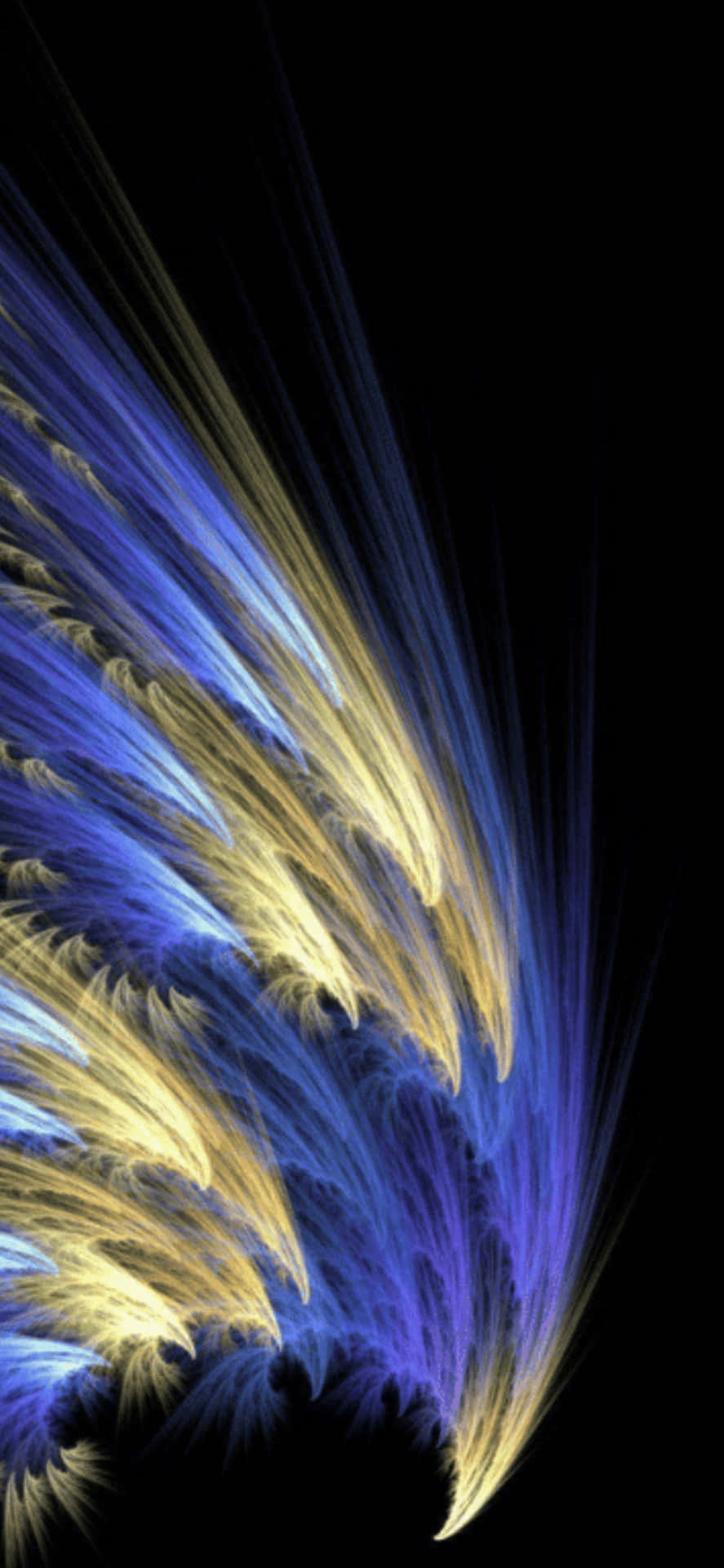 A Blue And Yellow Abstract Pattern On A Black Background