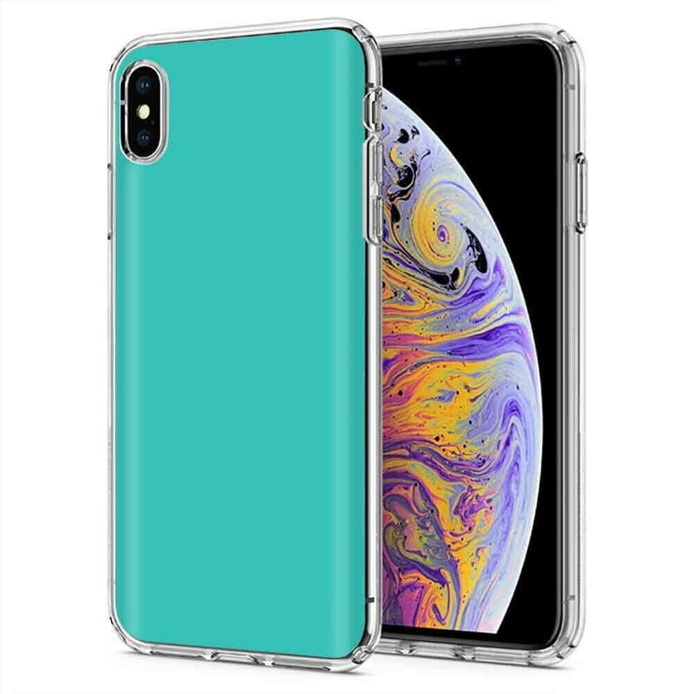 Iphone Xs Max Apple-baggrund Cyan Blå Turkis Farve