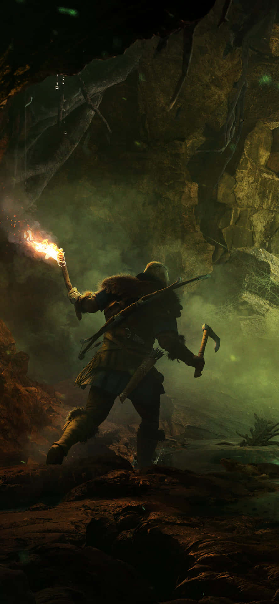 Sfondodark Cave Per Iphone Xs Max Di Assassin's Creed Valhalla.