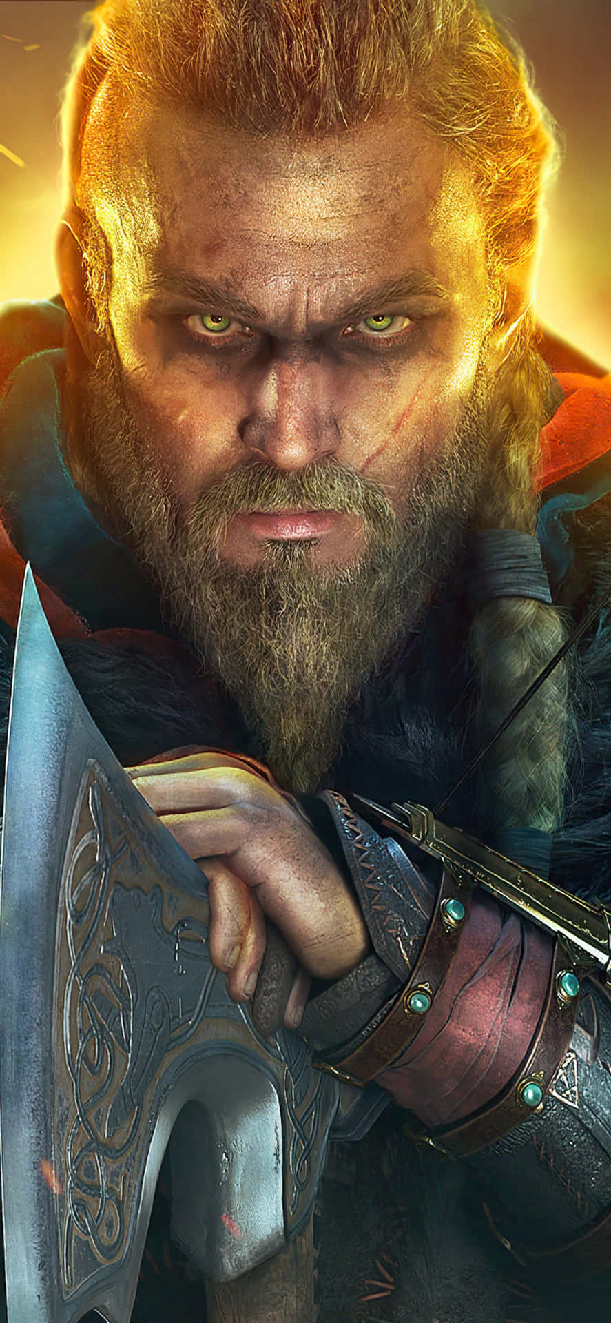 Sfondoiphone Xs Max Di Vikings Eivor Varinsdottir Di Assassin's Creed Valhalla.