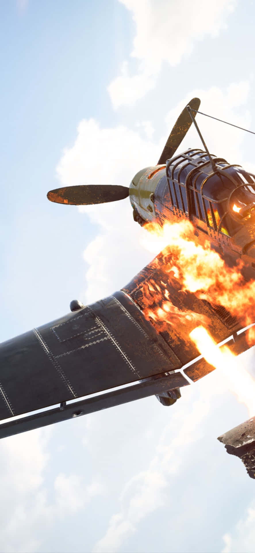 Iphonexs Max Bakgrund Med Brinnande Flygplan Från Battlefield V.