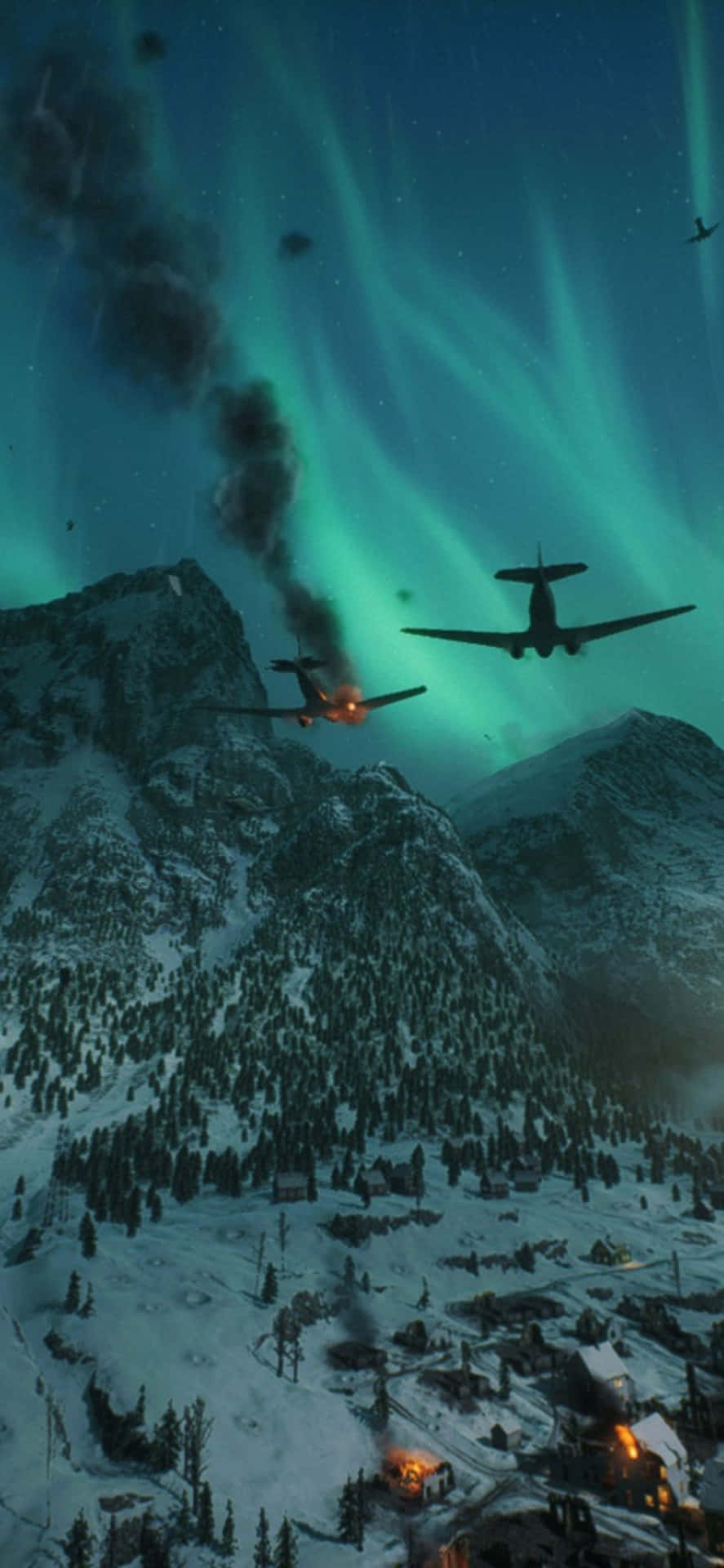 Iphonexs Max Battlefield V Flygplan Natt Snö Bakgrund.