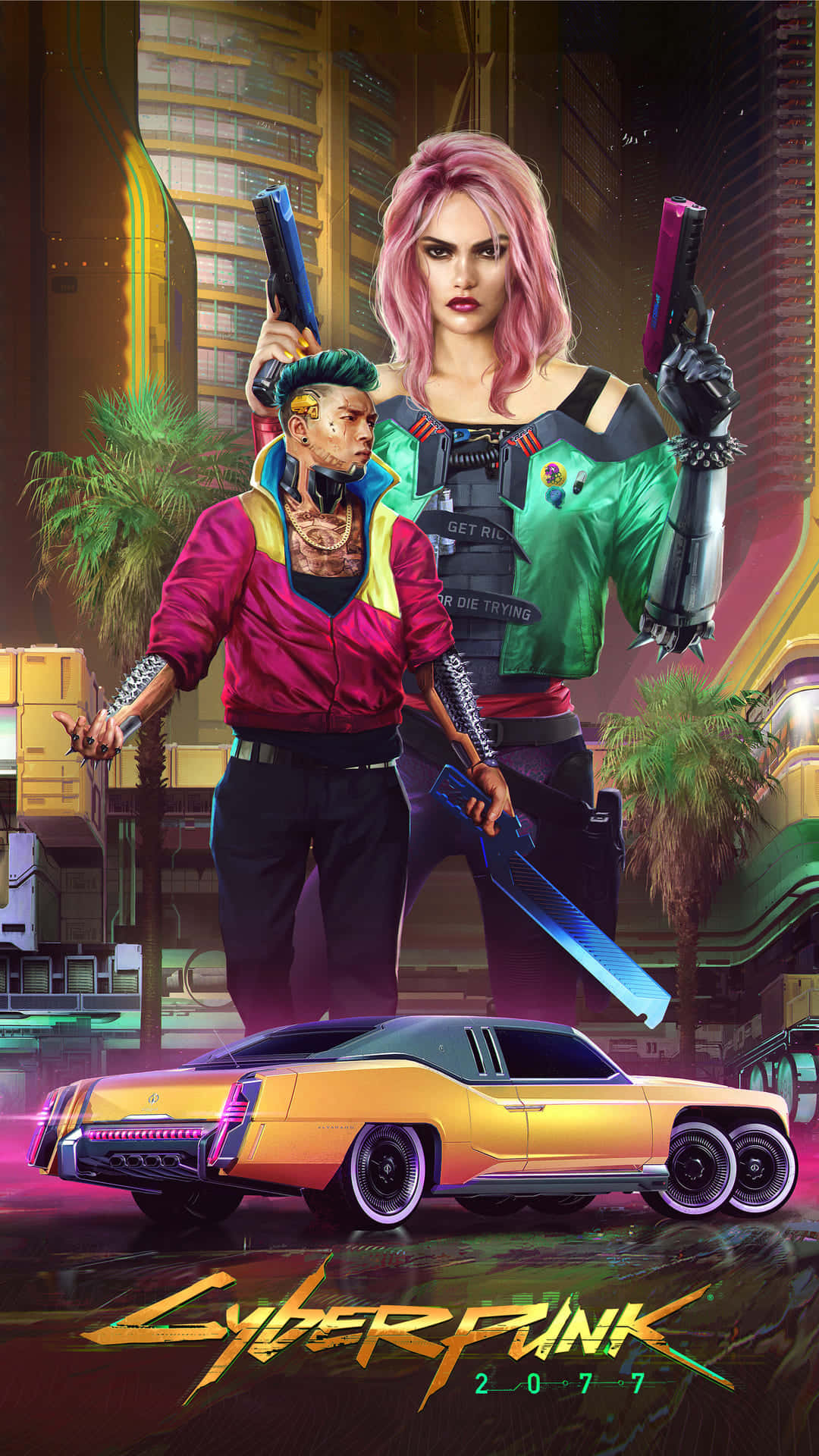 Iphonexs Max Cyberpunk 2077 Kitsch Stil Bakgrundsbild.